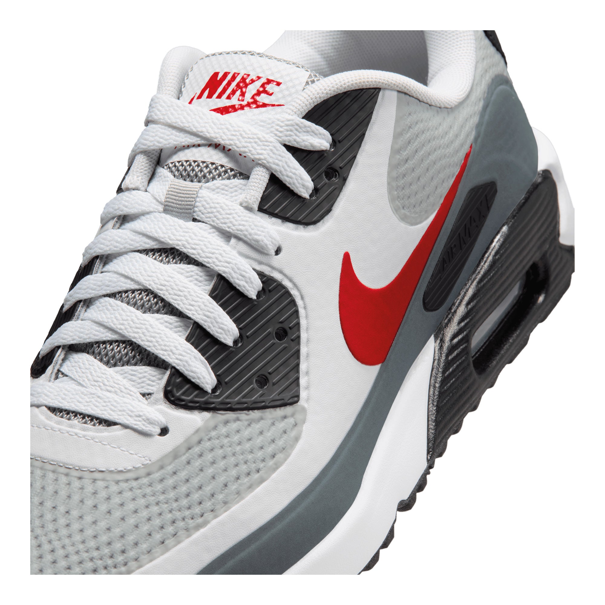 Nike Air Max 90 G Golf Shoes - White, Fire Red & Light Smoke Grey