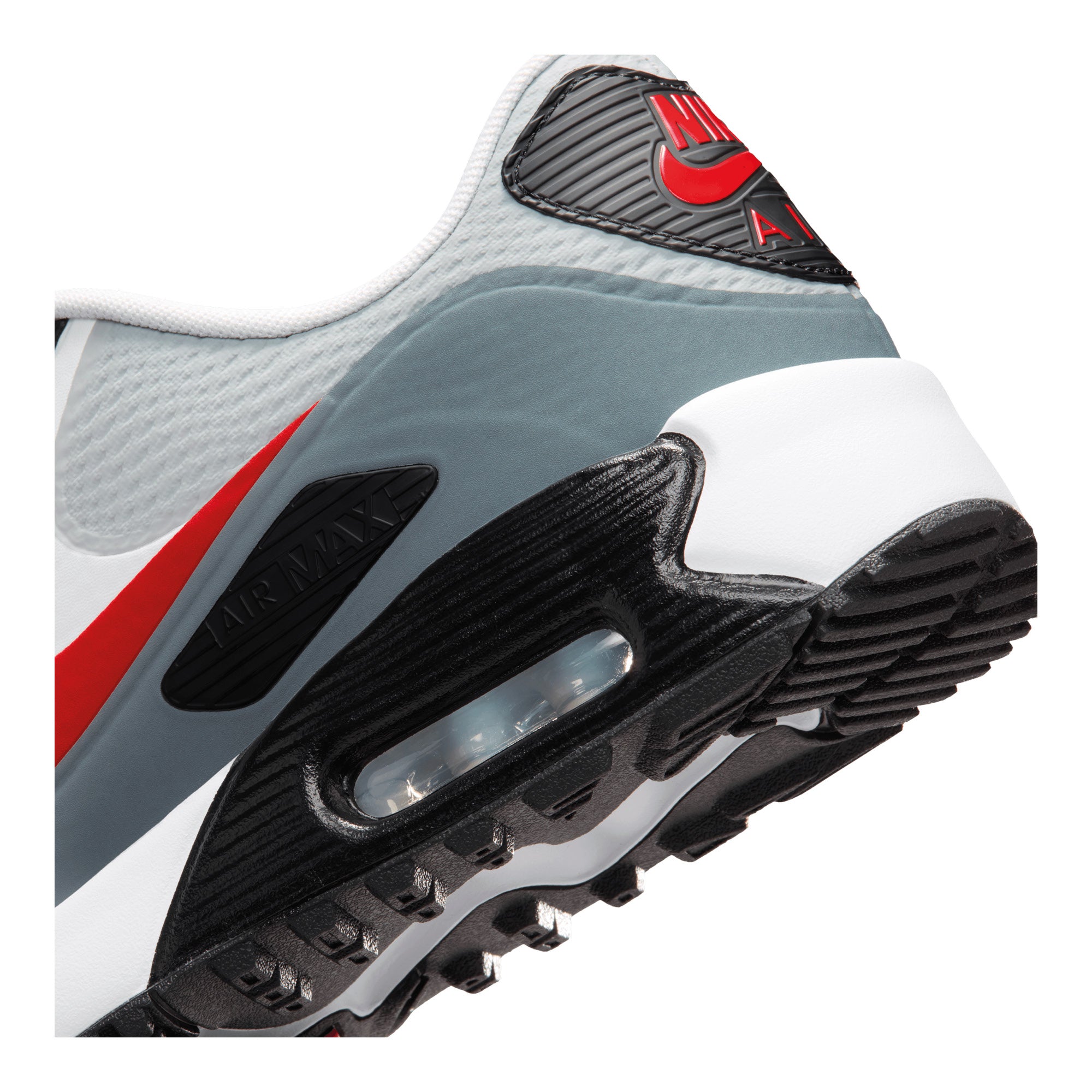 Nike Air Max 90 G Golf Shoes - White, Fire Red & Light Smoke Grey