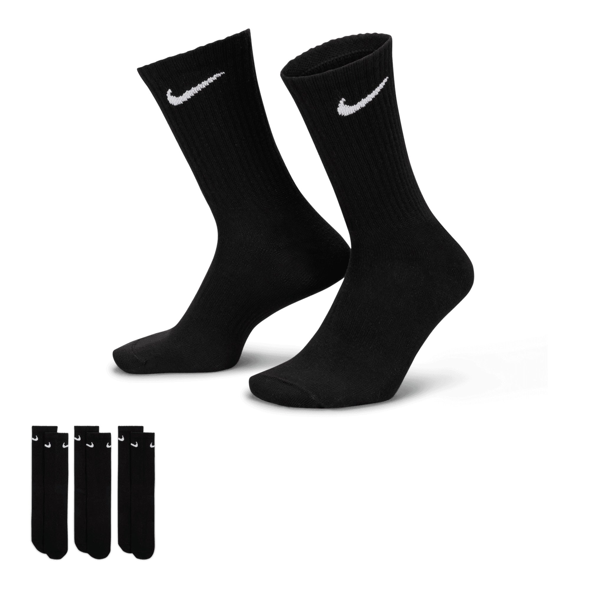 Nike Everyday Lightweight Crew Socks - 3 Pack - Black