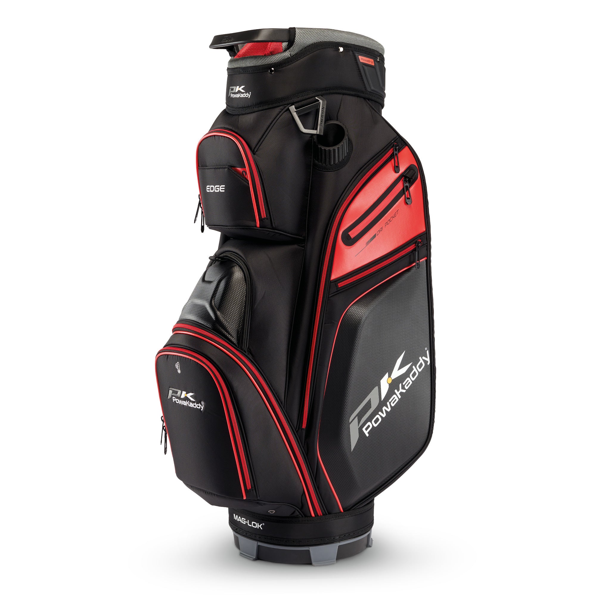 Powakaddy Edge Golf Cart Bag - Gunmetal & Red