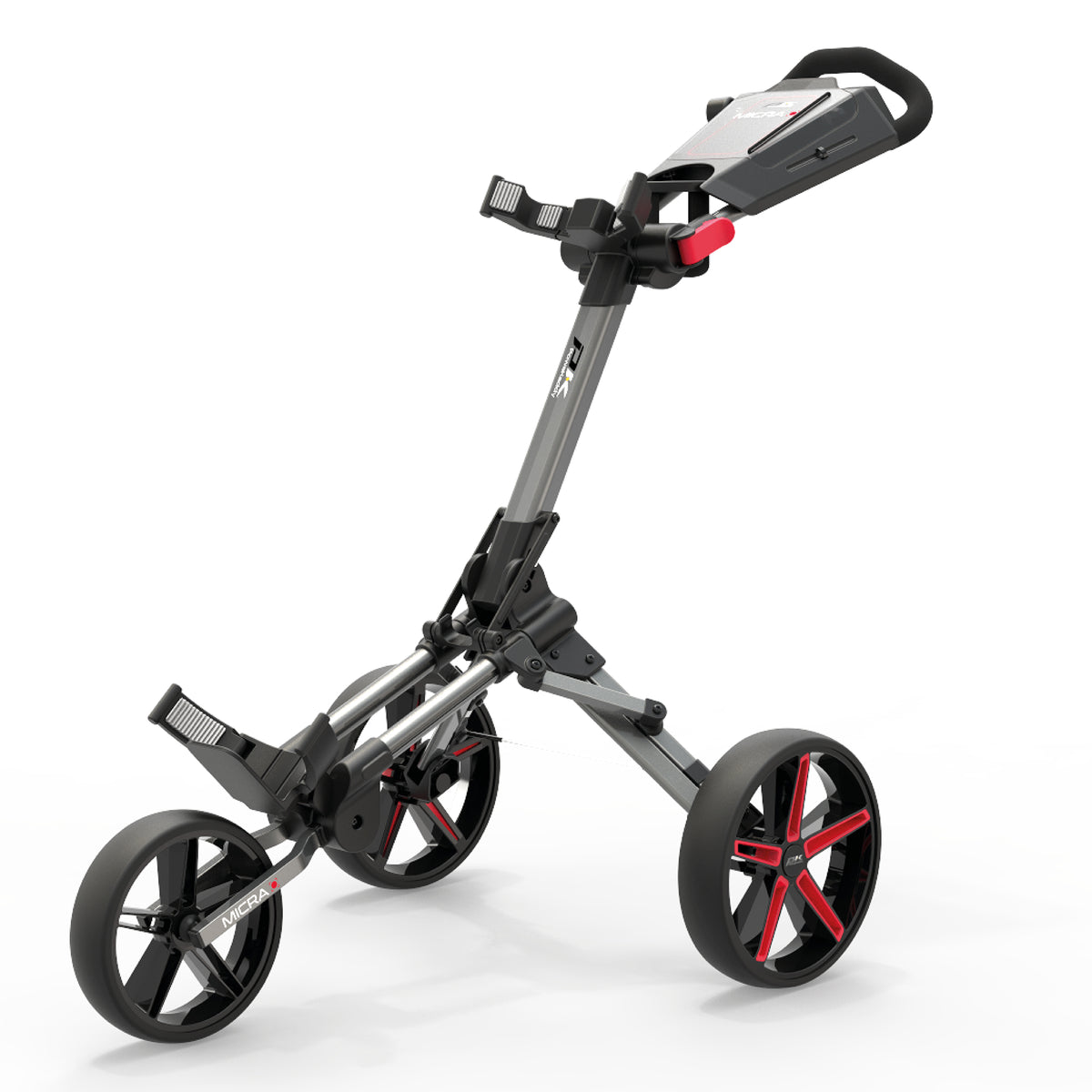 Powakaddy Micra Golf Push Trolley - Gun Metal & Red