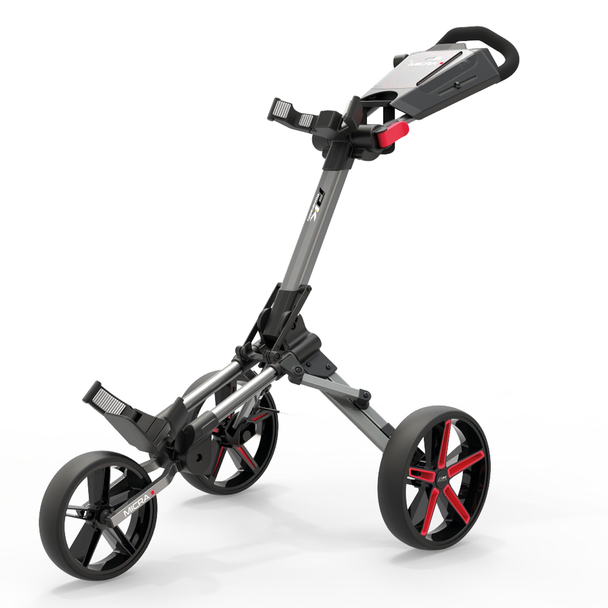 Powakaddy Micra Golf Push Trolley - Gun Metal & Red