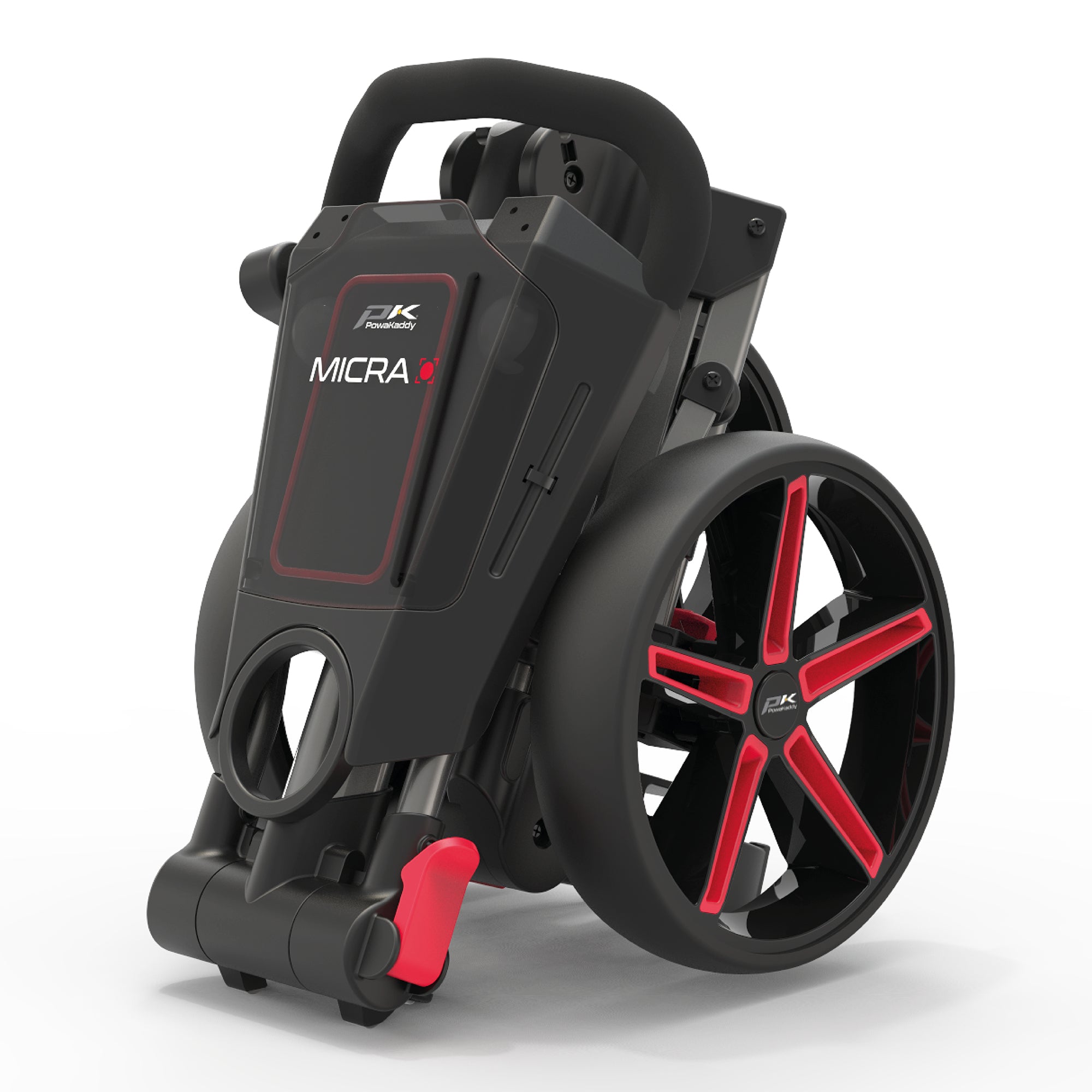 Powakaddy Micra Golf Push Trolley - Gun Metal & Red