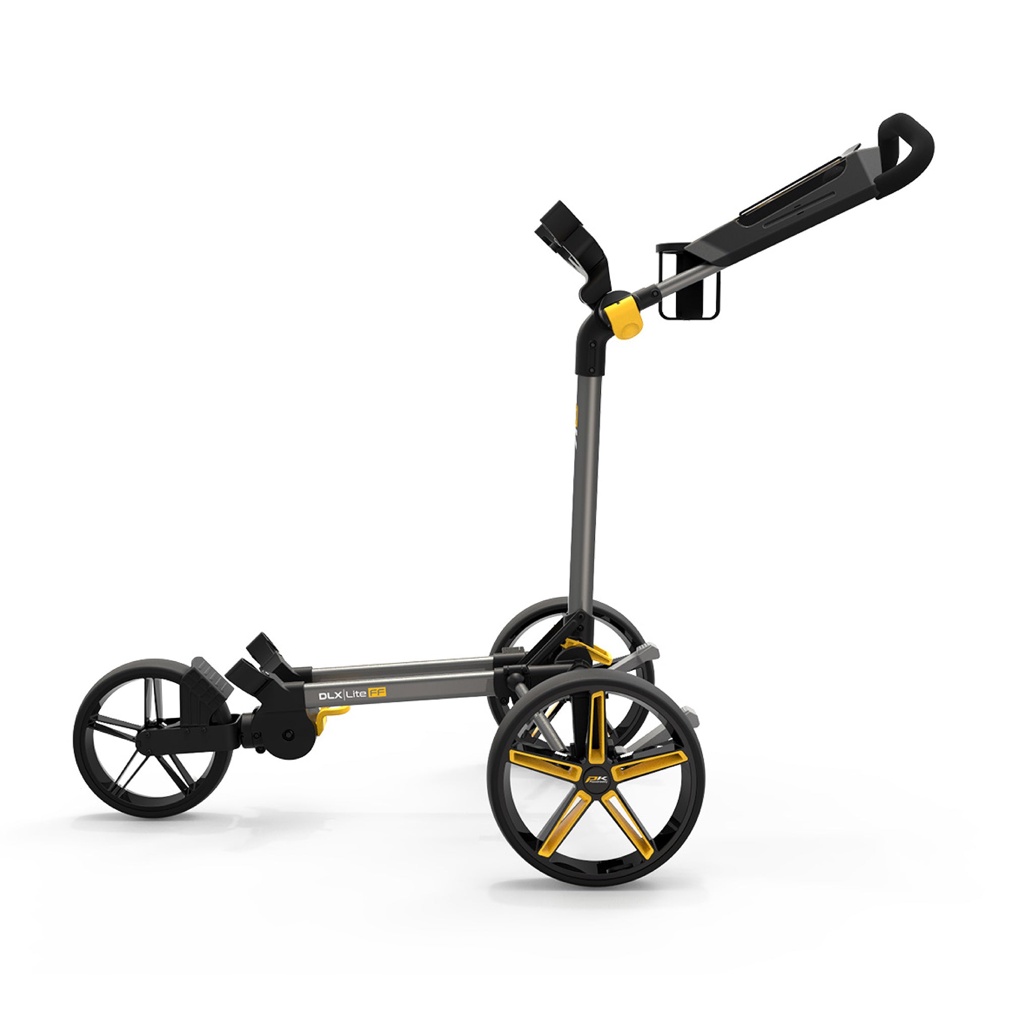 PowaKaddy DLX-Lite FF Push Golf Trolley - Gun Metal & Yellow