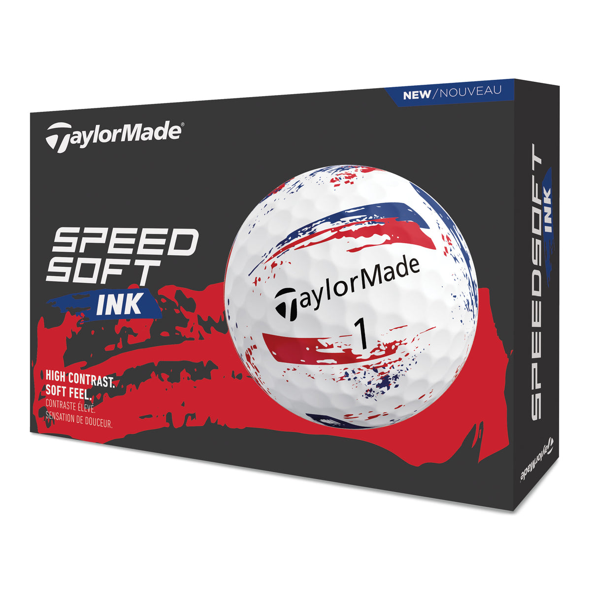 TaylorMade SpeedSoft Ink Golf Balls - Red & Blue - 12 Pack