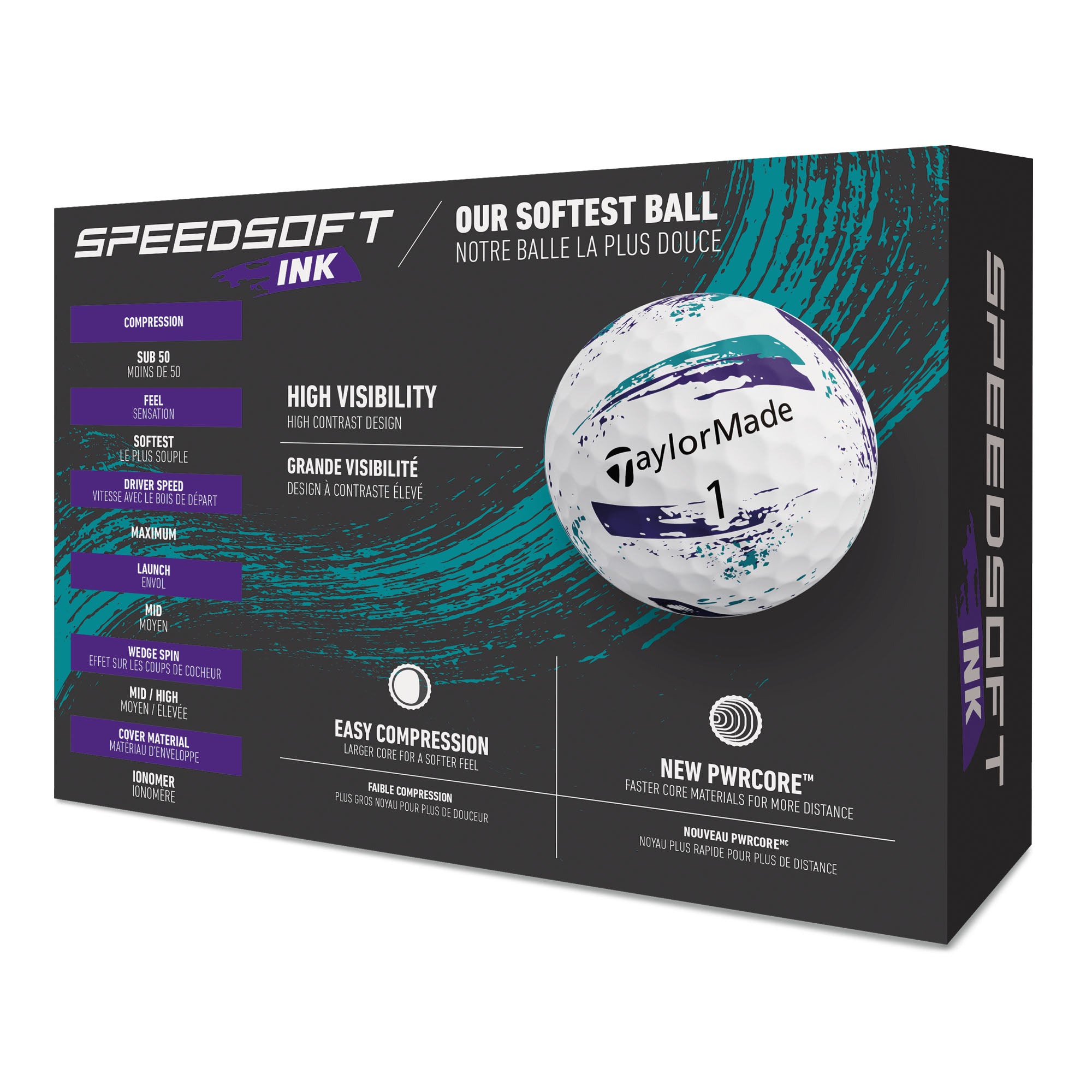 TaylorMade SpeedSoft Ink Golf Balls - Purple