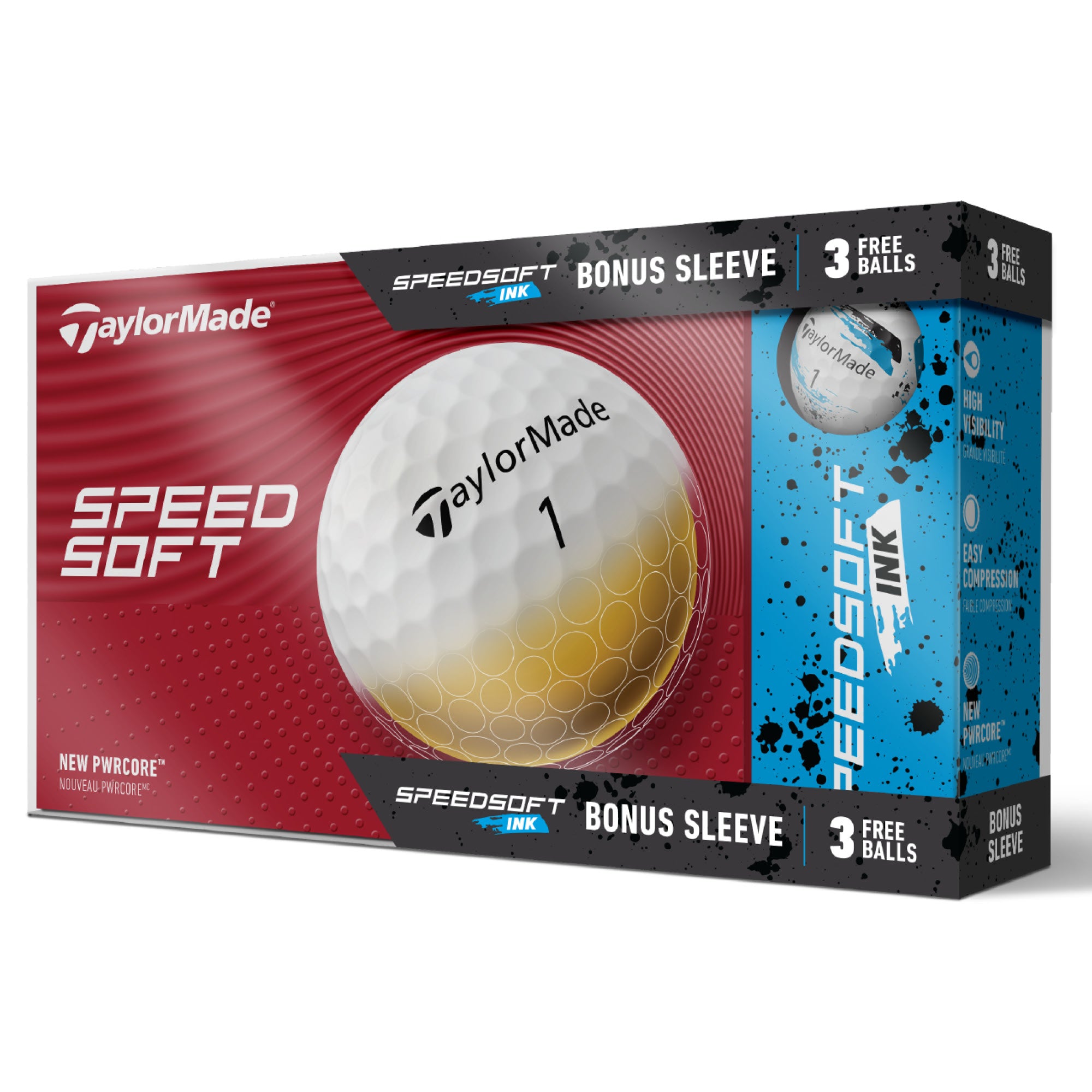 TaylorMade SpeedSoft Golf Balls - 15 Ball Bonus Pack - White & Ink Blue