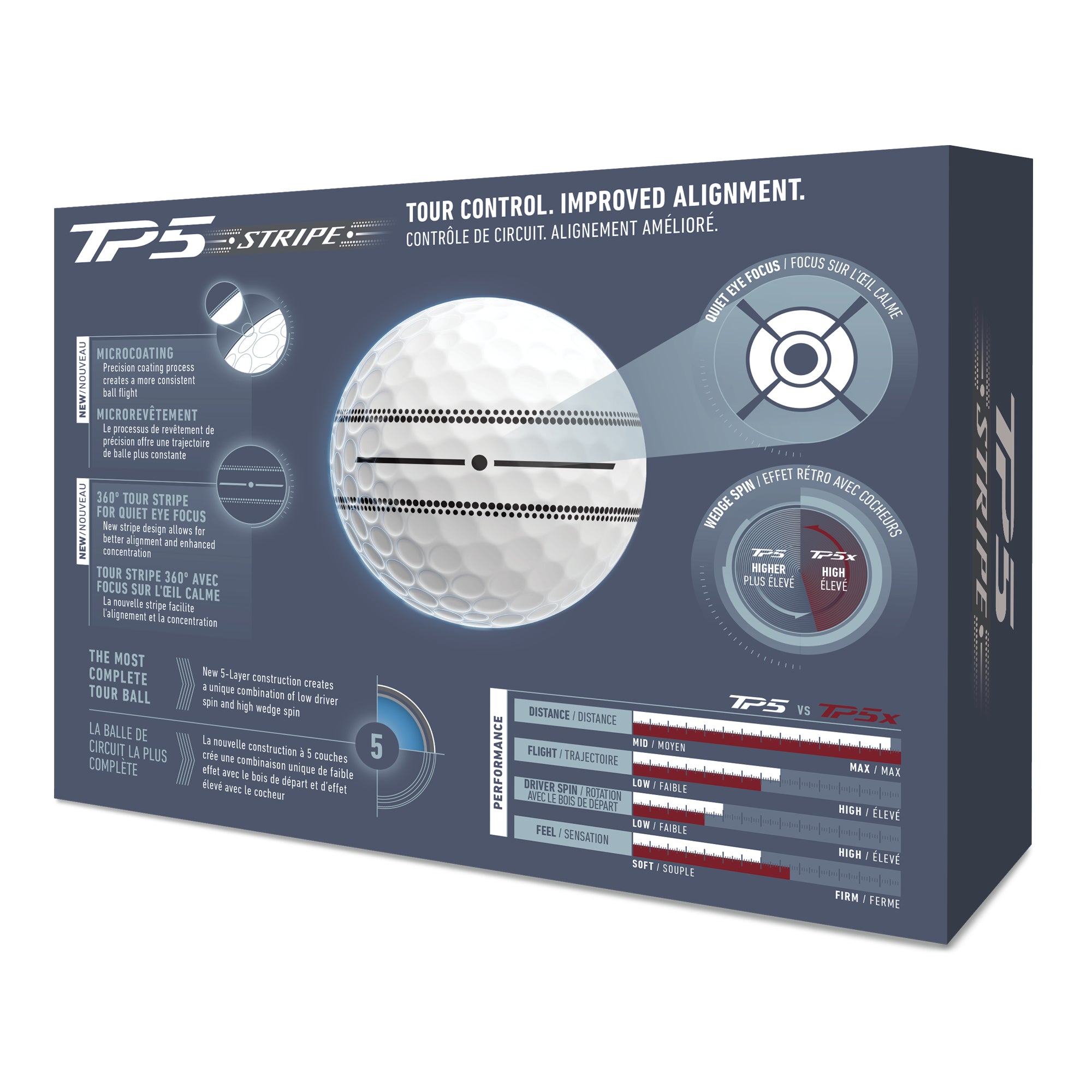 TaylorMade TP5 Stripe Golf Balls - White