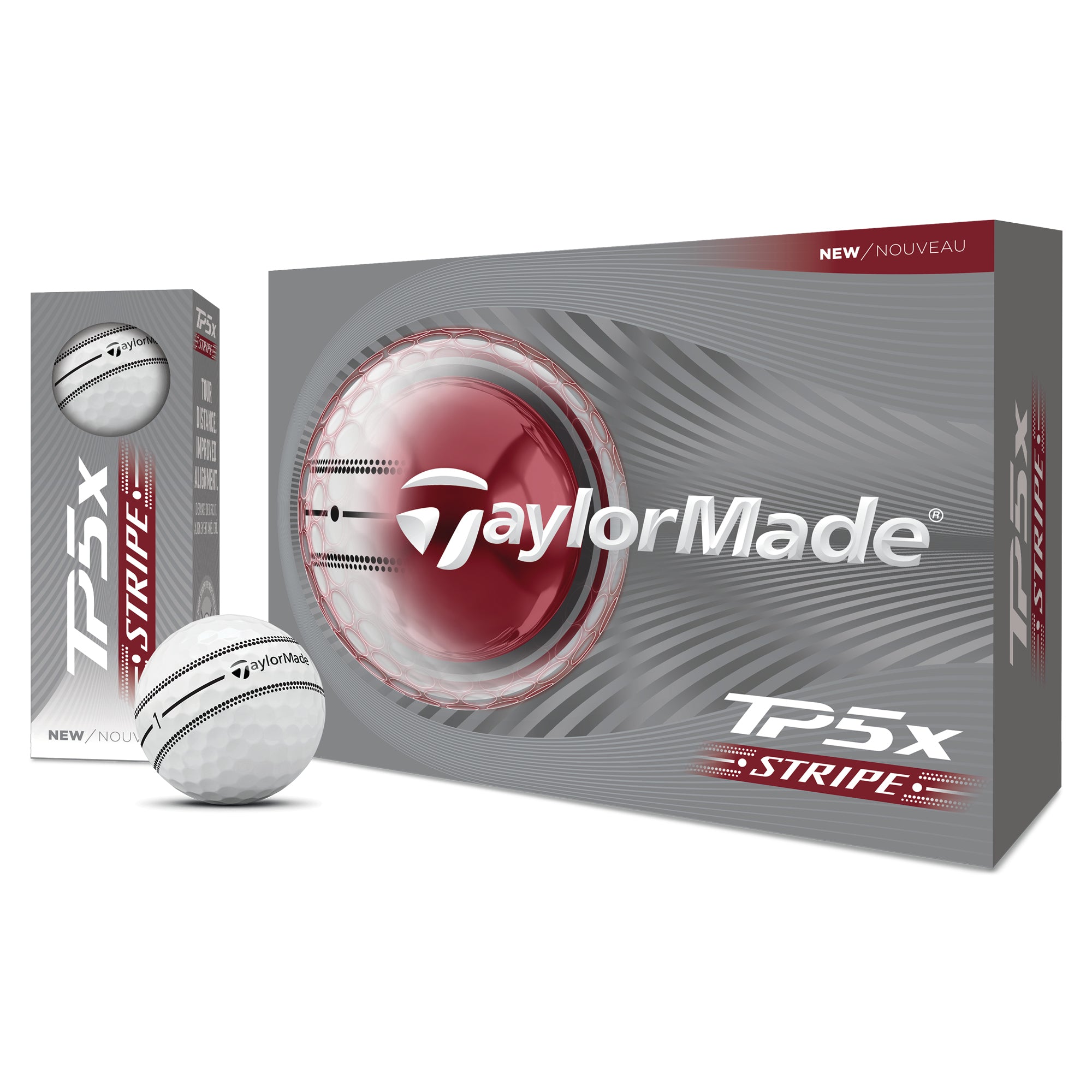 TaylorMade TP5x Stripe Golf Balls - White