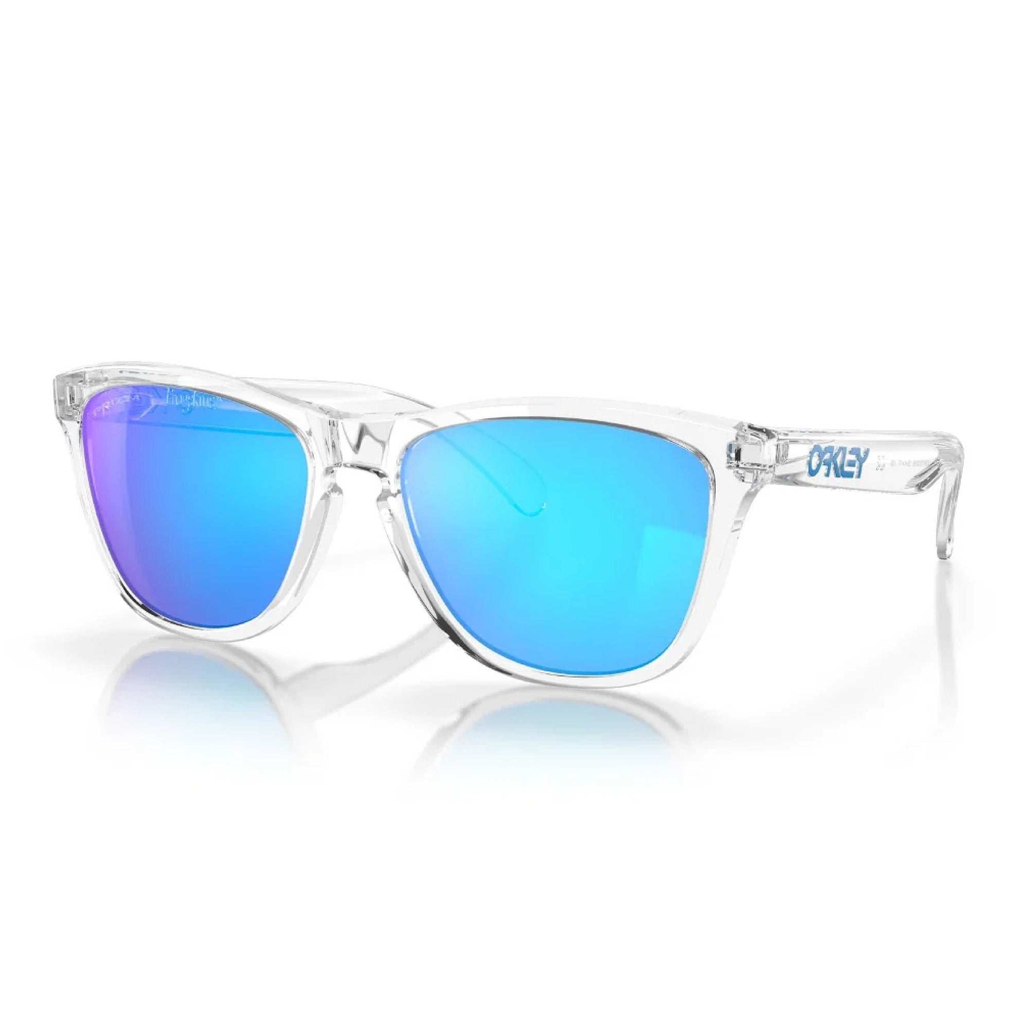 Oakley Frogskins Golf Sunglasses - Crystal Clear Frame with Prizm Sapphire Iridium Lenses