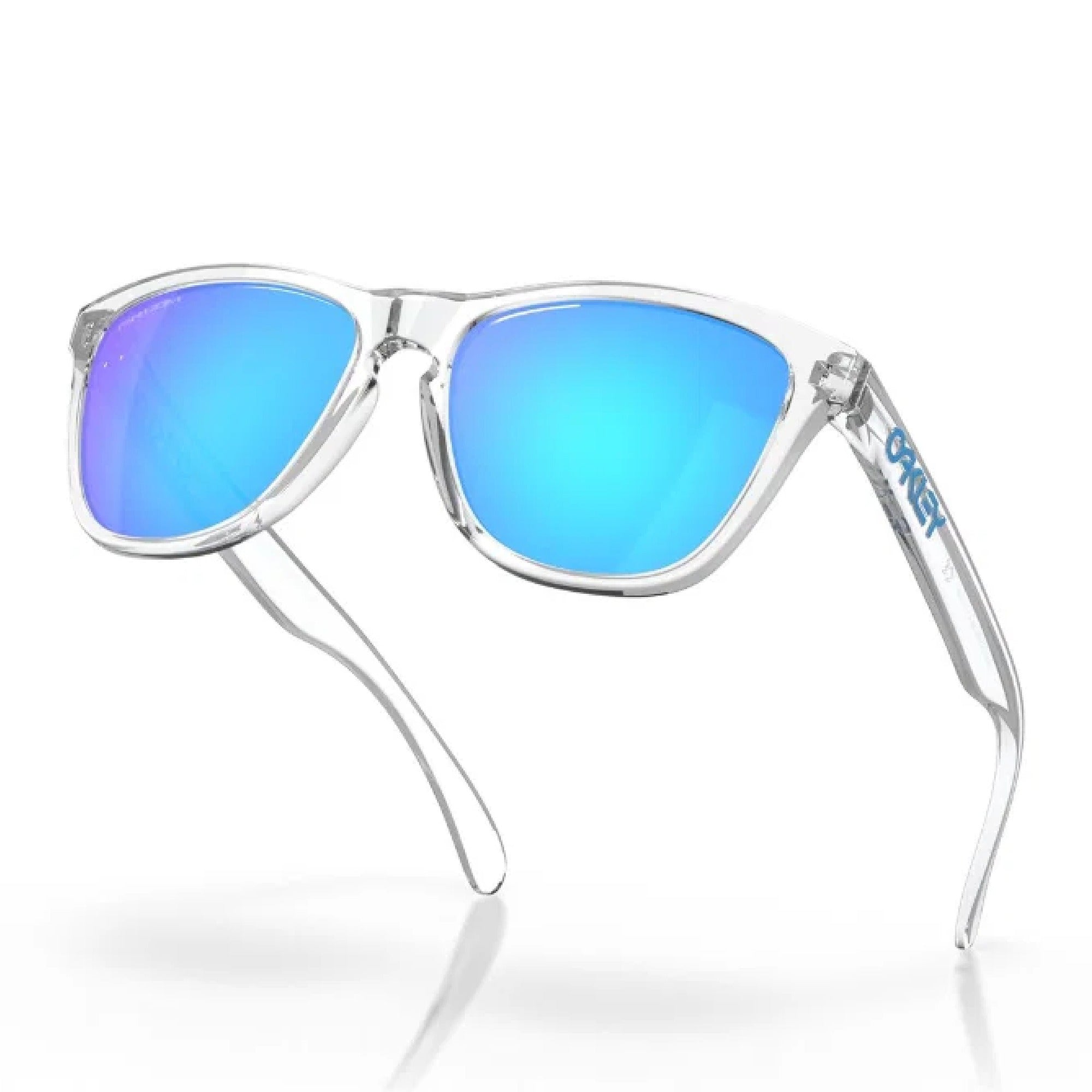 Oakley Frogskins Golf Sunglasses - Crystal Clear Frame with Prizm Sapphire Iridium Lenses