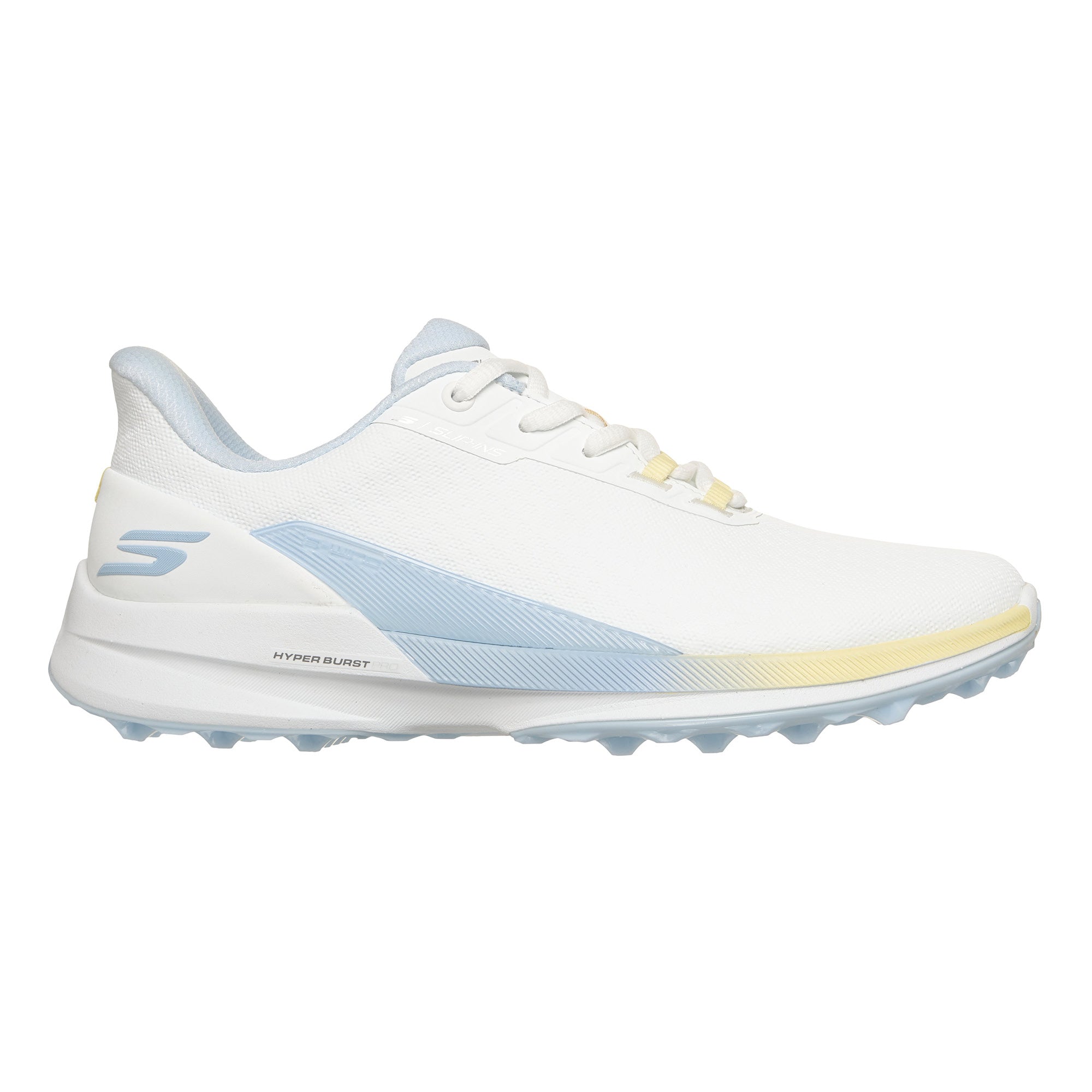 Skechers Women's Pure Slip-In Spikeless Golf Shoes - White, Light Blue & Yellow