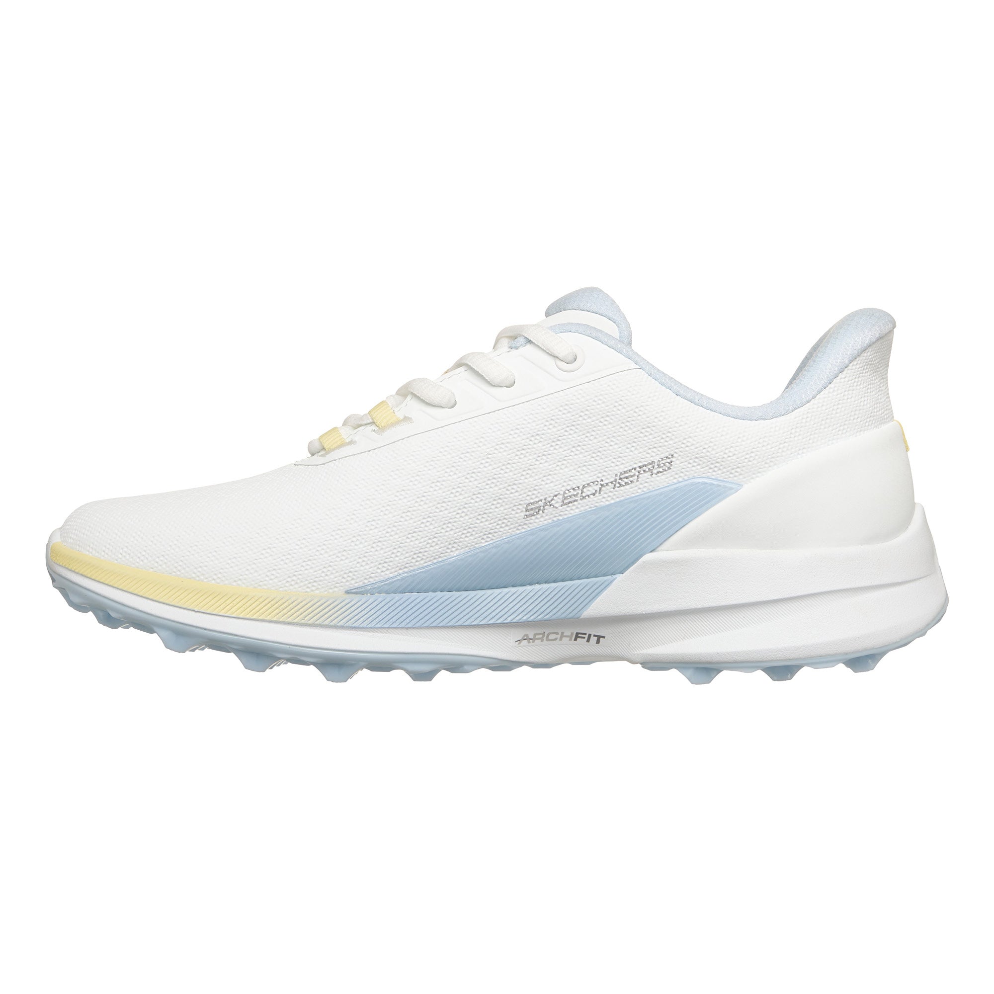 Skechers Women's Pure Slip-In Spikeless Golf Shoes - White, Light Blue & Yellow