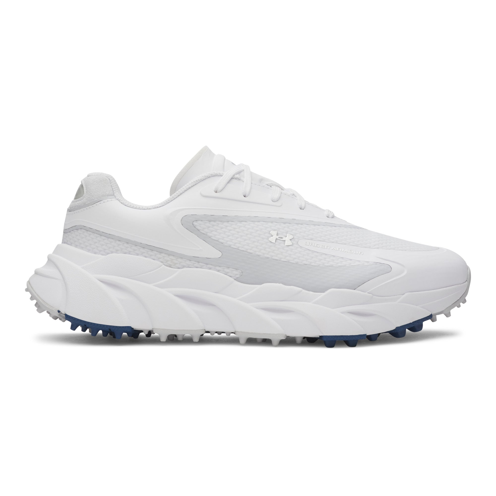 Under Armour Halo Hybrid Spikeless Golf Shoes - White, White & Metallic Silver
