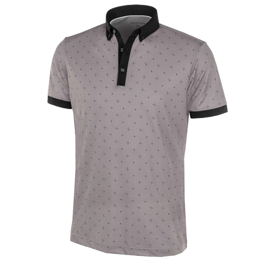 Galvin Green Marlow Short Sleeved Golf Polo Shirt (Sharkskin & Black)