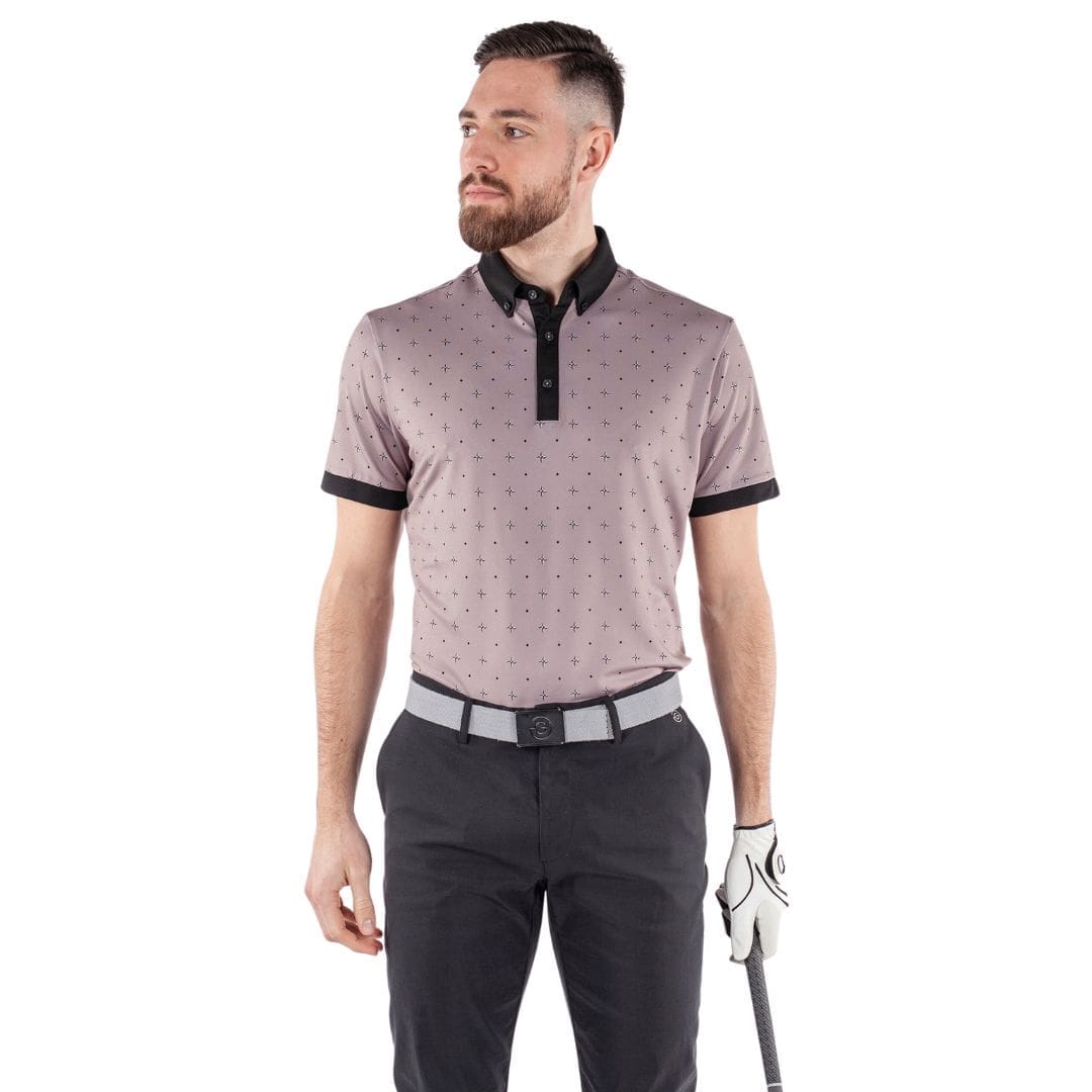 Galvin Green Marlow Short Sleeved Golf Polo Shirt (Sharkskin & Black)