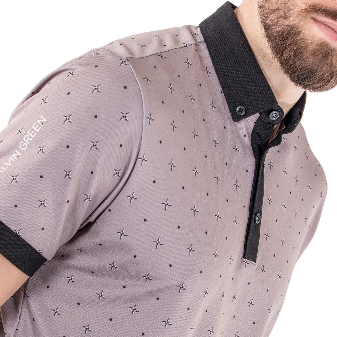Galvin Green Marlow Short Sleeved Golf Polo Shirt (Sharkskin & Black)