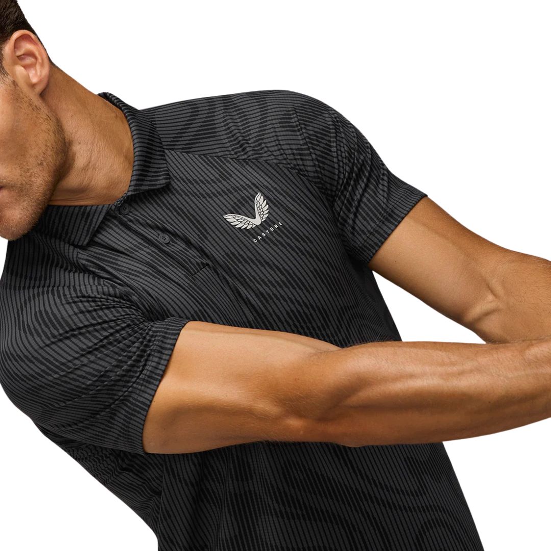 Castore Club Glow Printed Golf Polo Shirt - Gunmetal & Mid Grey
