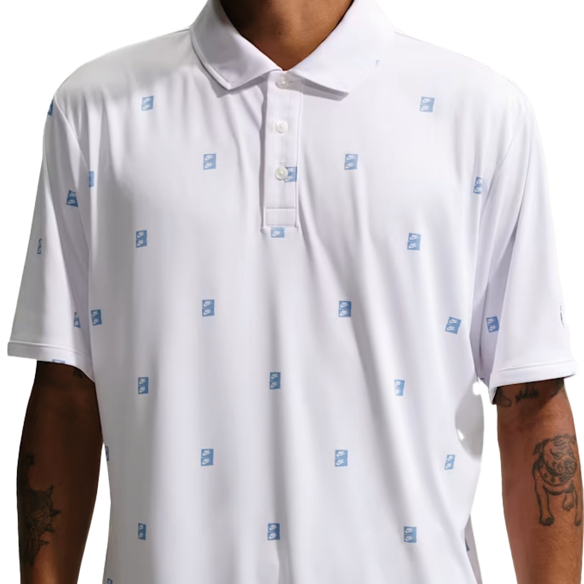 Nike Dri-FIT PAR5 Icon Stack Golf Polo Shirt - White & Work Blue