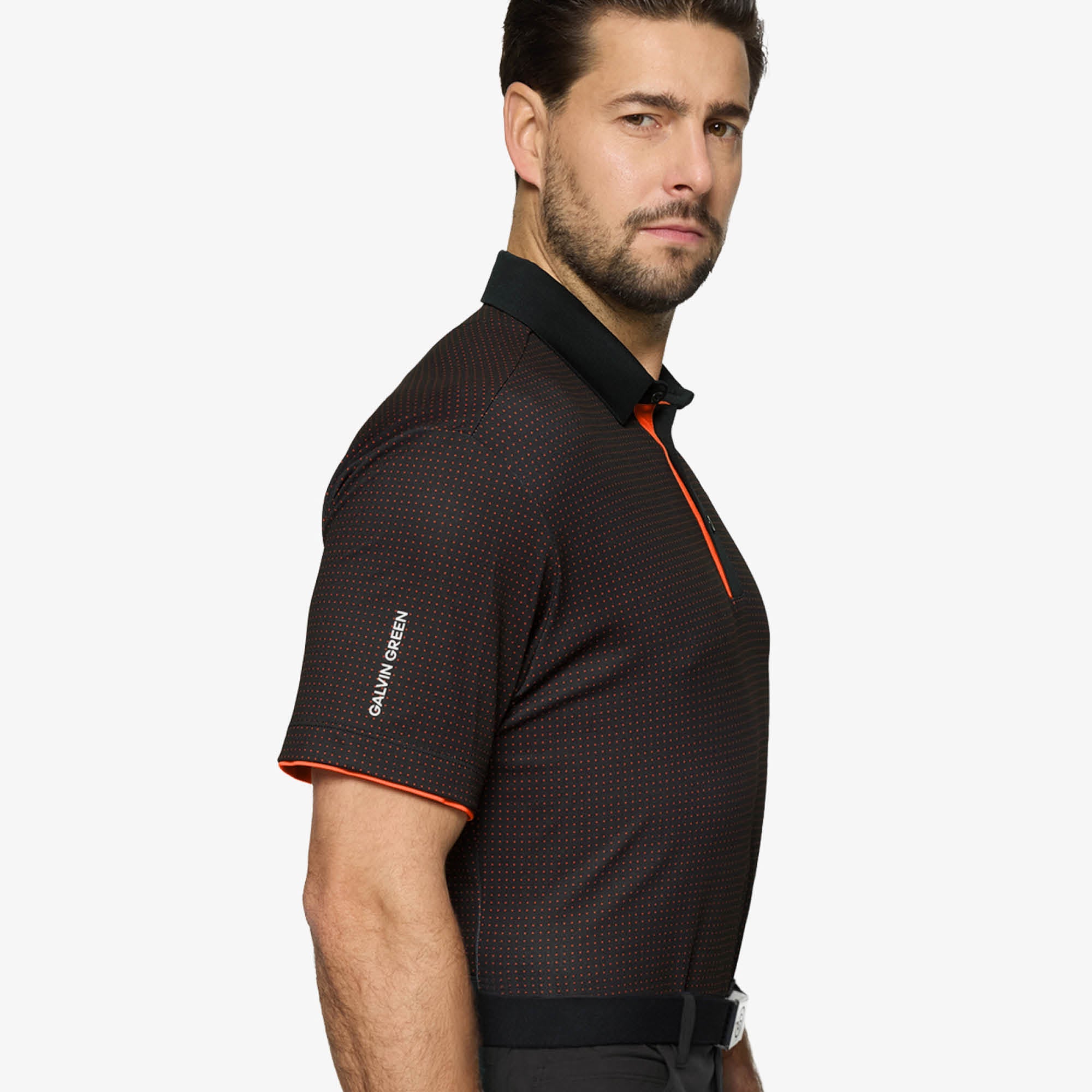 Galvin Green Medley Golf Polo Shirt - Black & Orange