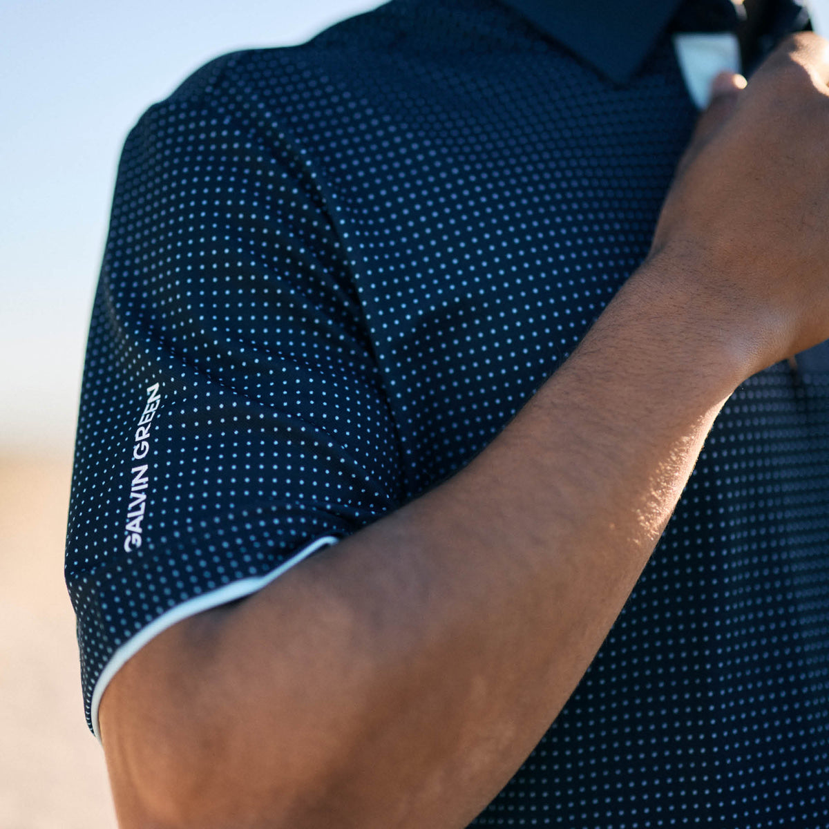 Galvin Green Medley Golf Polo Shirt - Crystal Blue & Navy