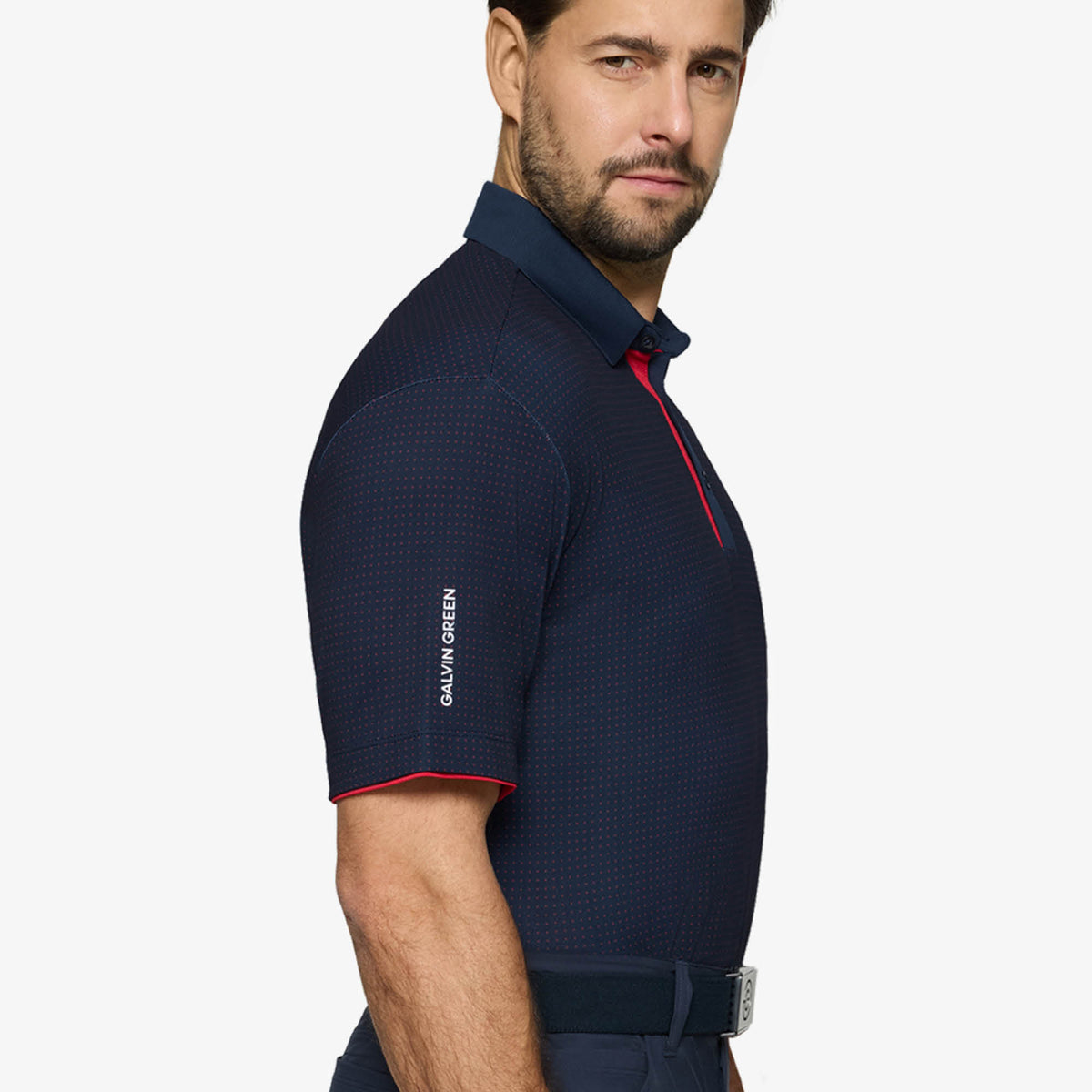 Galvin Green Medley Golf Polo Shirt - Navy & Red