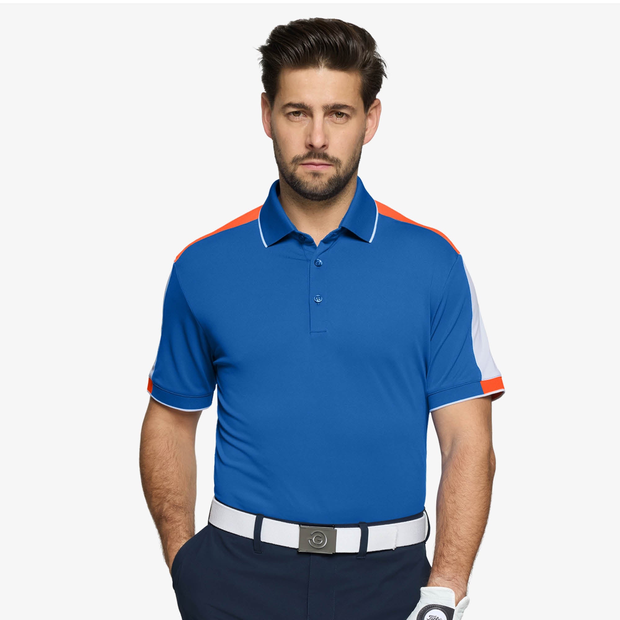 Galvin Green Mulligan Golf Polo Shirt - Royal Blue/White/Orange