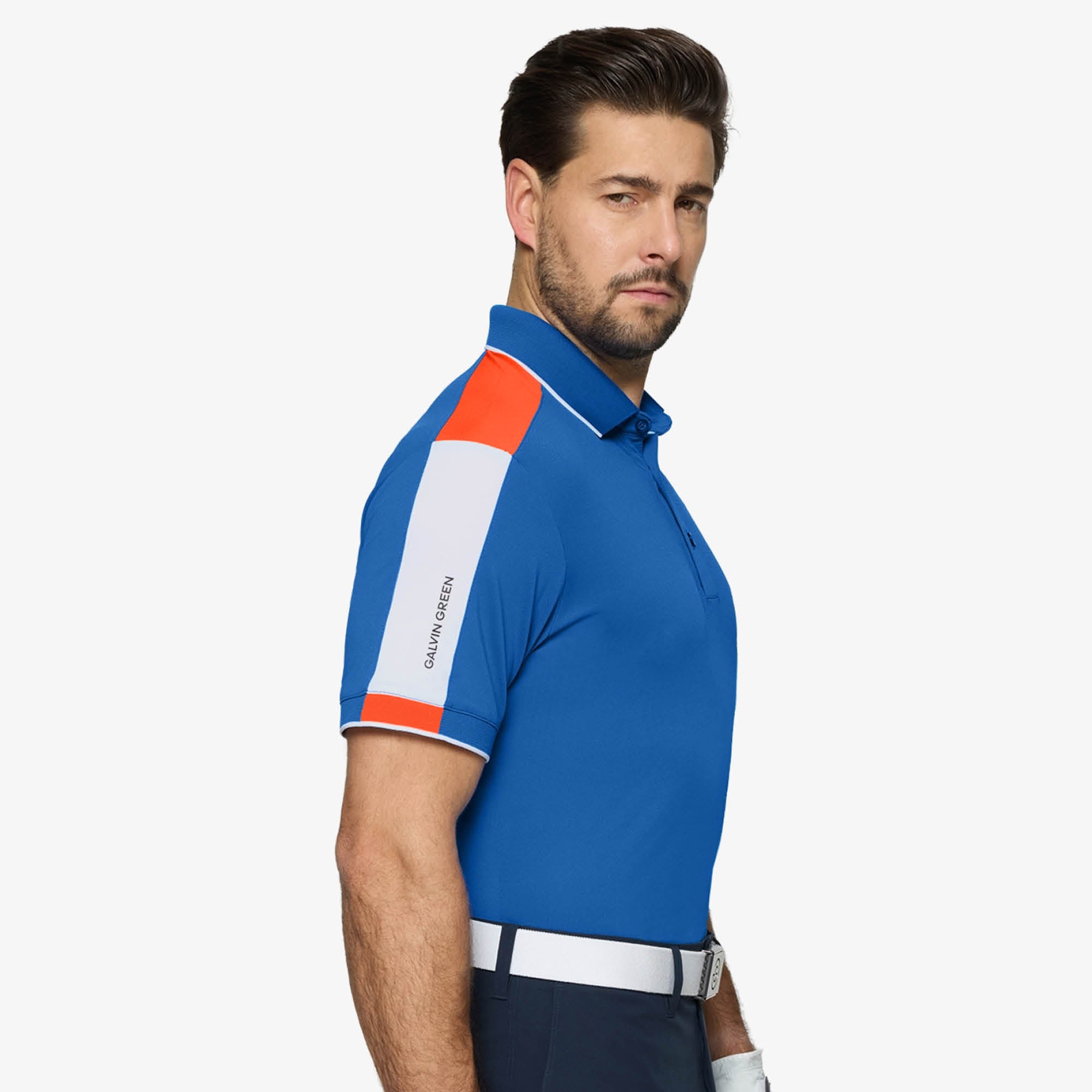 Galvin Green Mulligan Golf Polo Shirt - Royal Blue/White/Orange