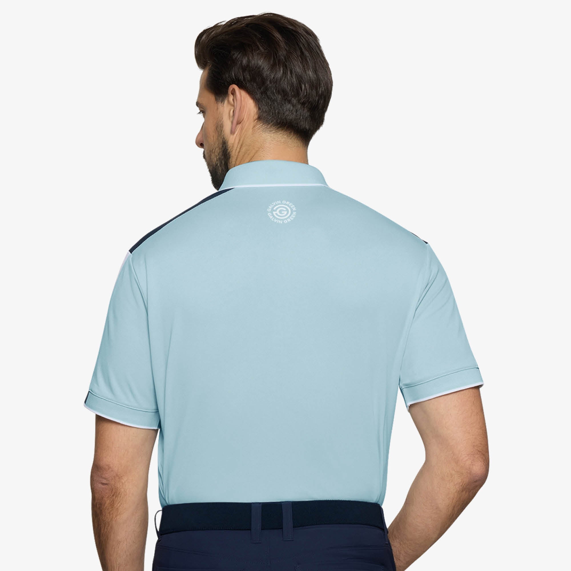 Galvin Green Mulligan Golf Polo Shirt - Crystal Blue/White/Navy