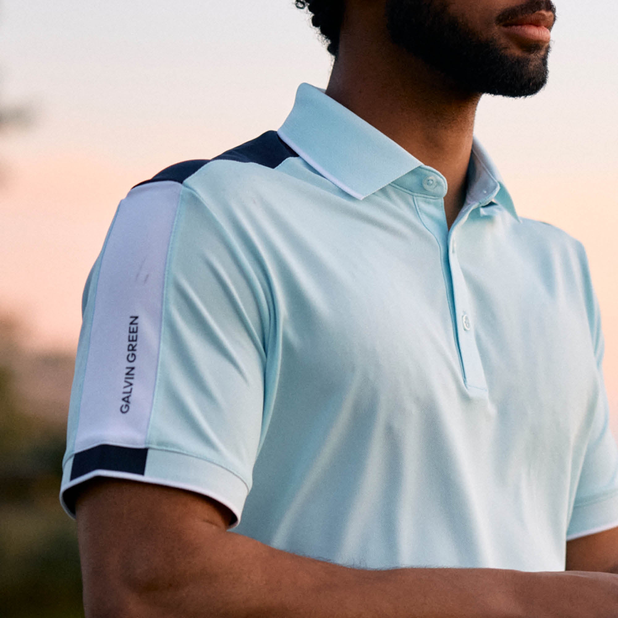 Galvin Green Mulligan Golf Polo Shirt - Crystal Blue/White/Navy