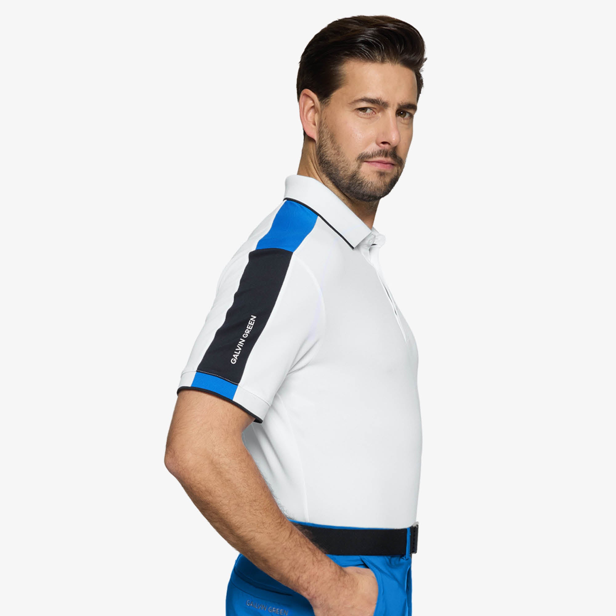 Galvin Green Mulligan Golf Polo Shirt - Royal Blue/White/Black