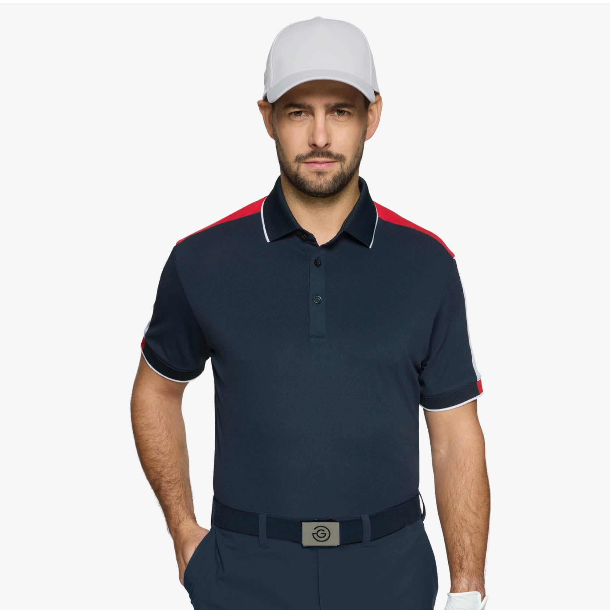 Galvin Green Mulligan Golf Polo Shirt - Navy/Red/White