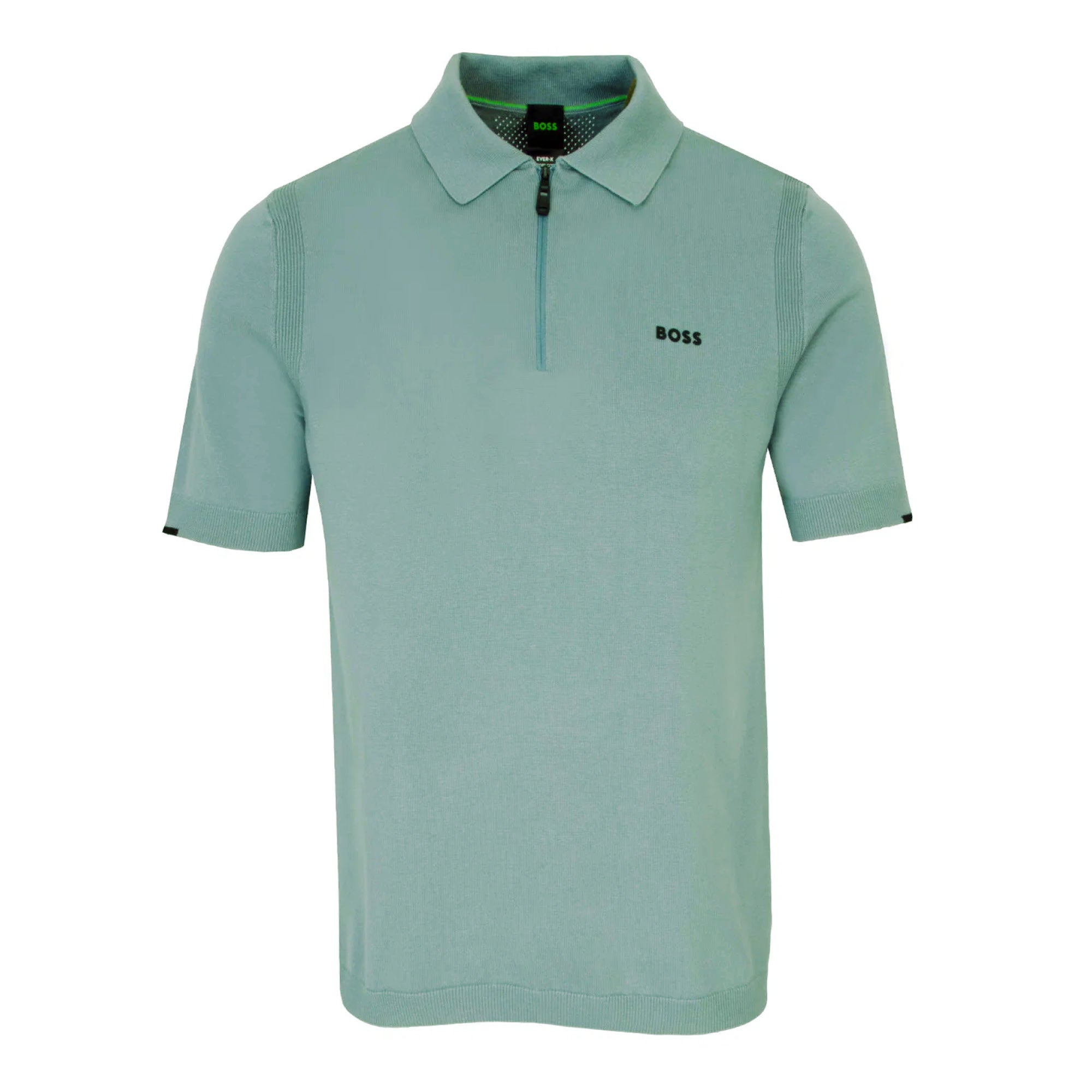 BOSS Ever-X Zip Polo Shirt - Aqua Blue