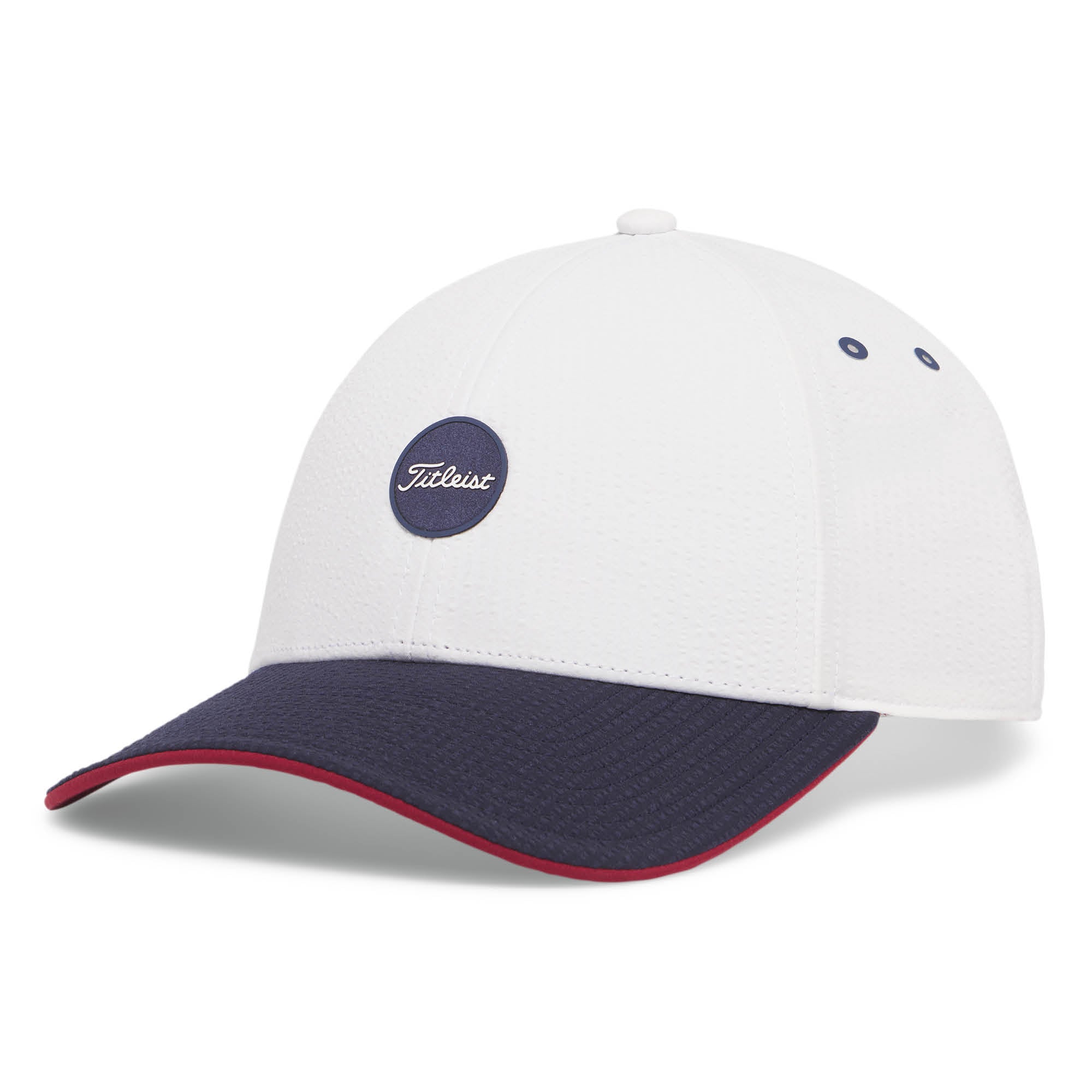Titleist Montauk Lightweight Seersucker Nautical Links Collection Golf Cap - Navy & White