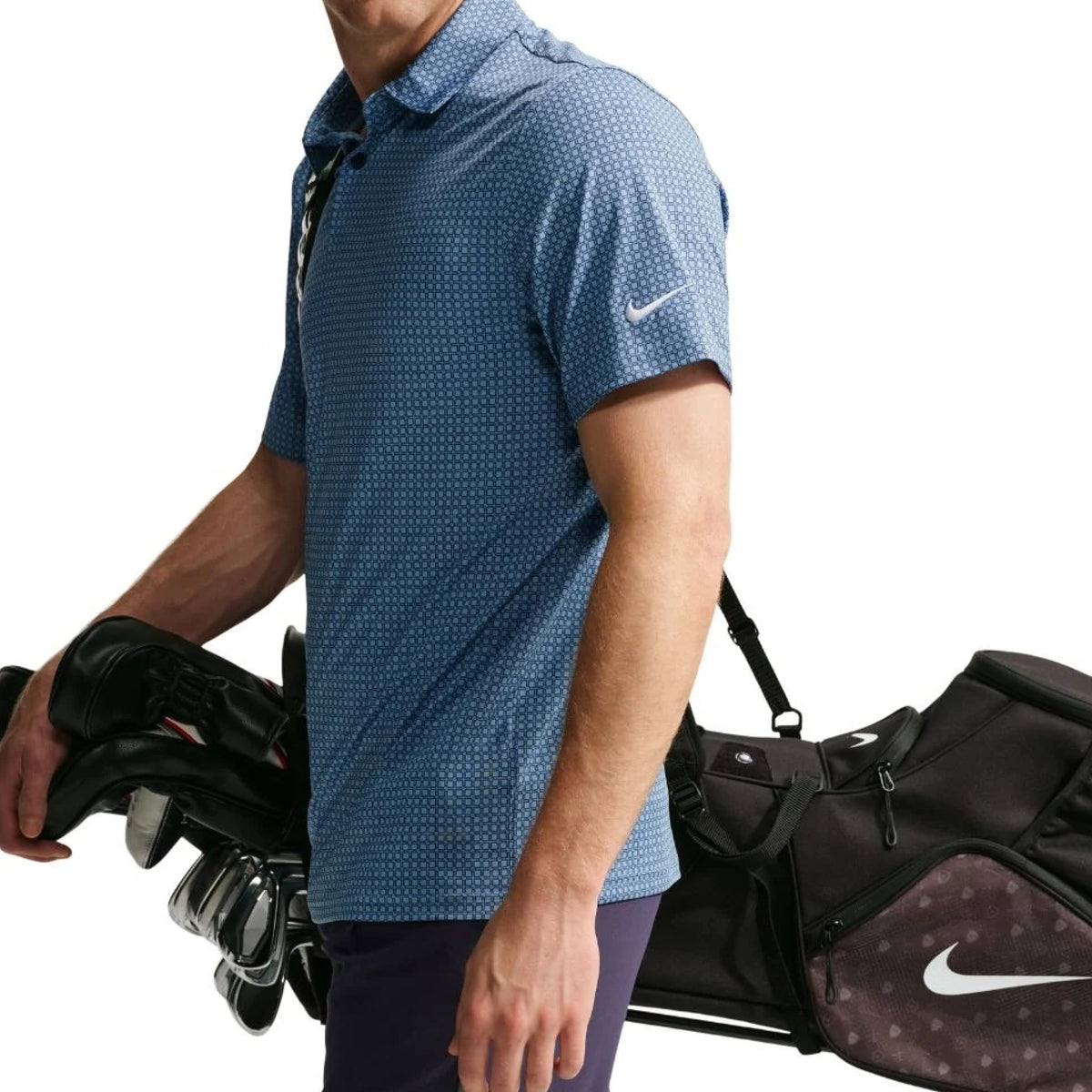 Nike Dri-Fit Velocity Divot Tool Print Golf Polo Shirt - College Navy & White