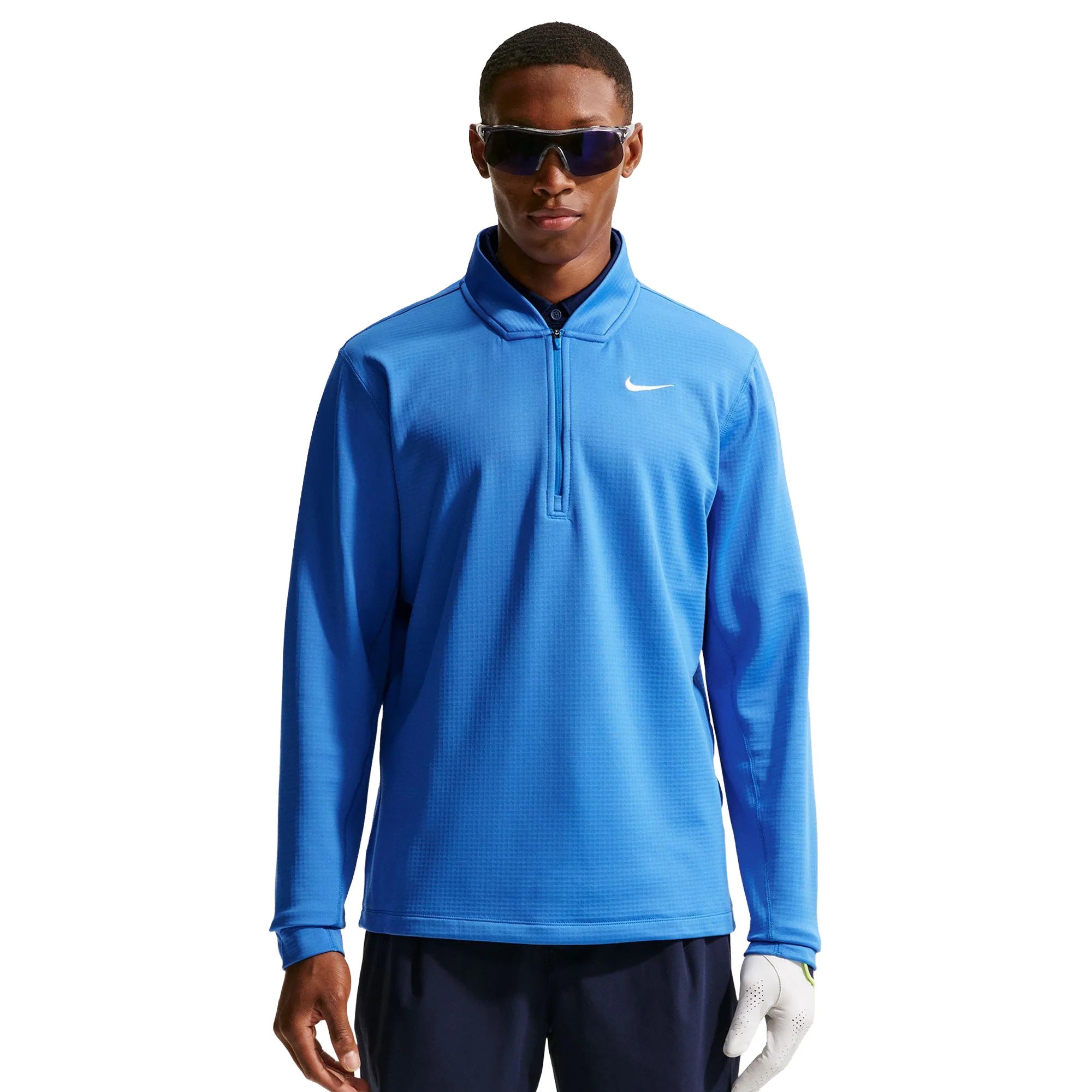 Nike Velocity Therma-Fit 1/2 Zip Golf Pullover - Pacific Blue & White