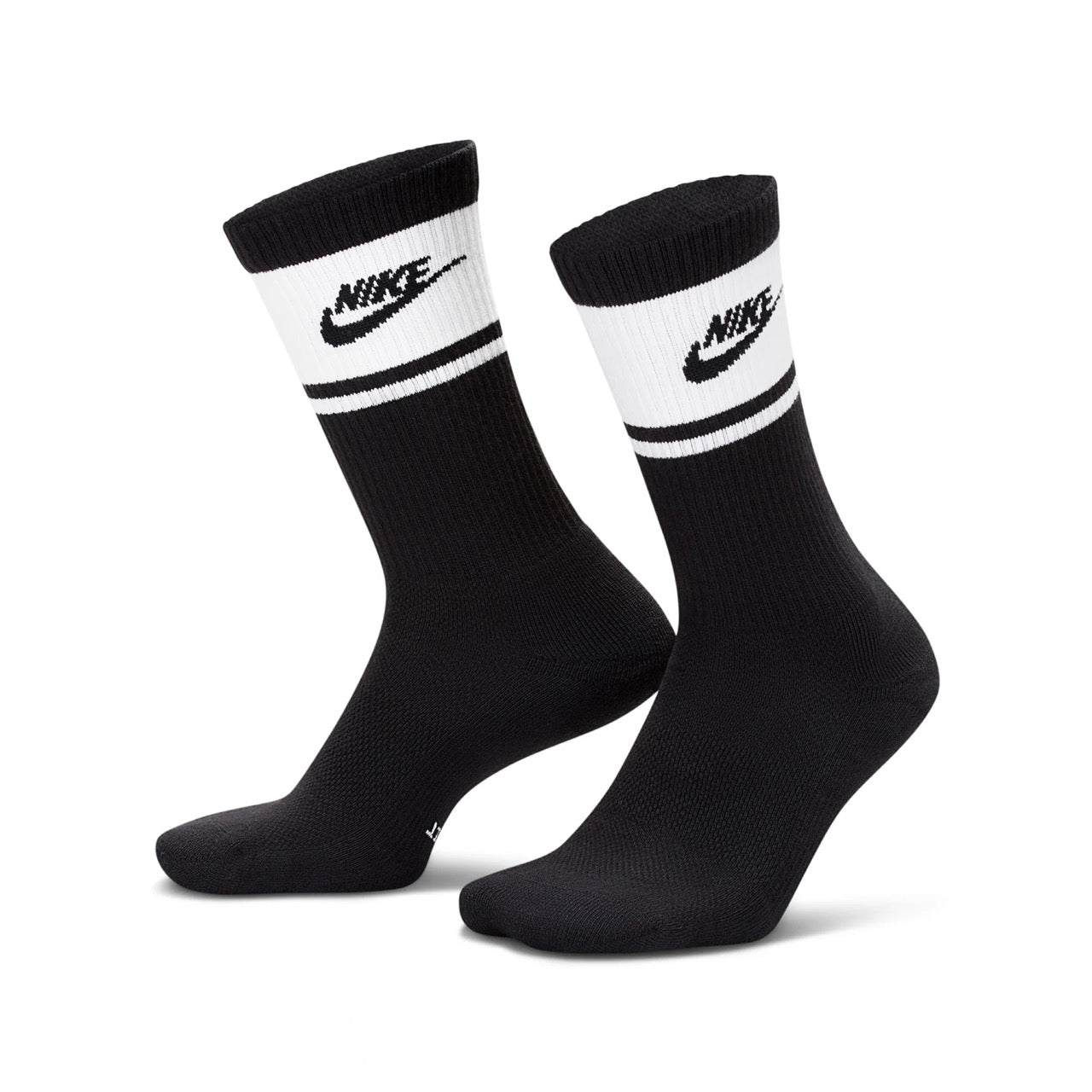 Nike Everyday Elevated Cushioned Crew Socks - 3 Pack - Black & White