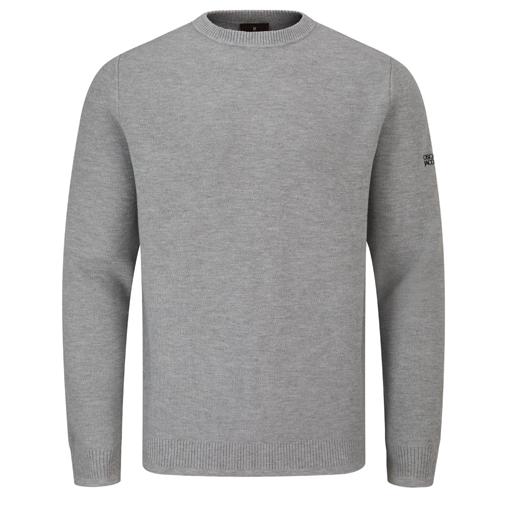 Oscar Jacobson Blackwell Crew Neck Golf Sweater - Pewter Marl