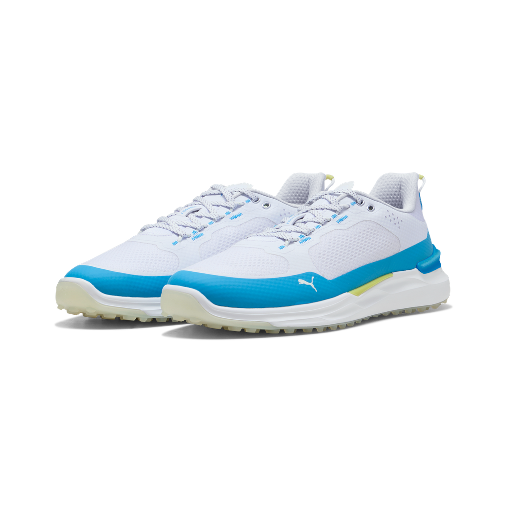Puma Ignite Elevate X Spikeless Golf Shoes - Puma White, Blue & Apple