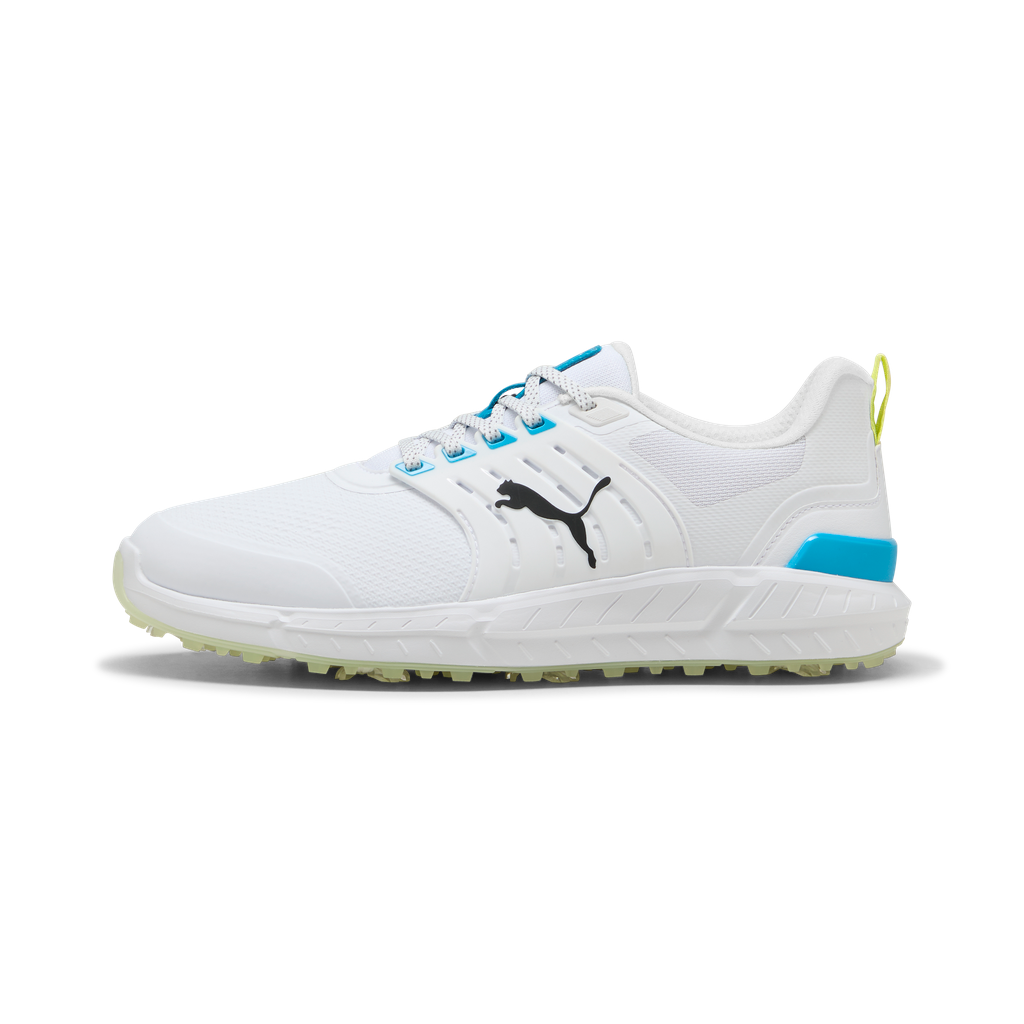 Puma Ignite Elevate 2 Tour Spiked Golf Shoes - Puma White, Blue & Apple