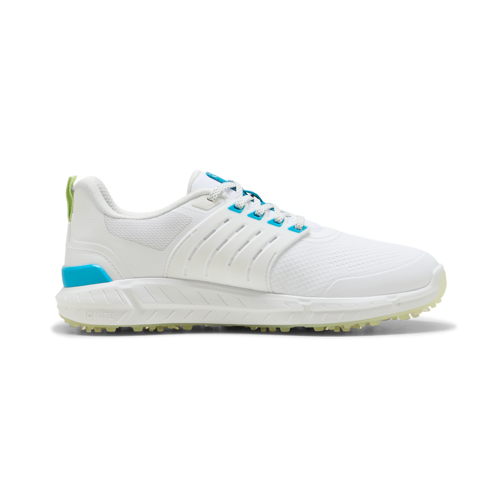 Puma Ignite Elevate 2 Tour Spiked Golf Shoes - Puma White, Blue & Apple
