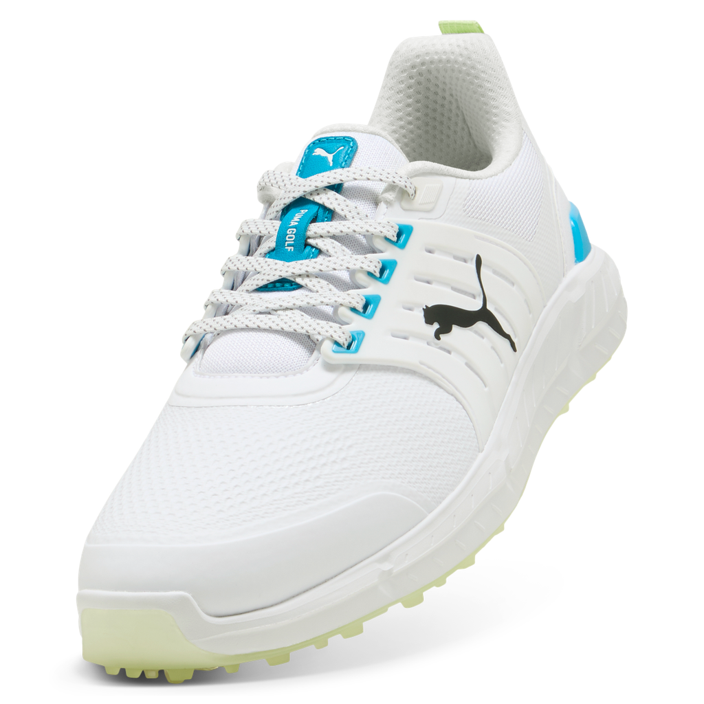 Puma Ignite Elevate 2 Tour Spiked Golf Shoes - Puma White, Blue & Apple