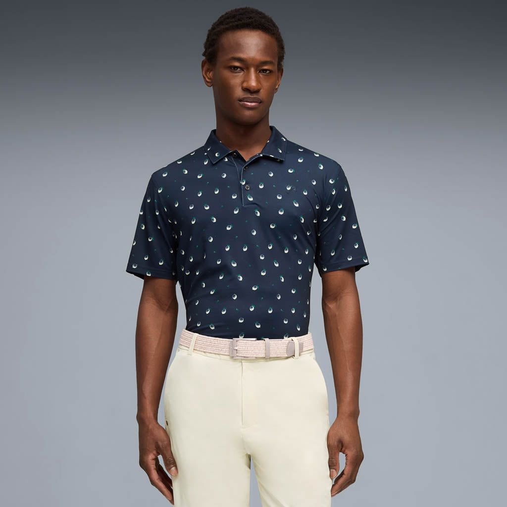 Puma x Arnold Palmer Cloudspun Lemon Golf Polo Shirt - Deep Navy
