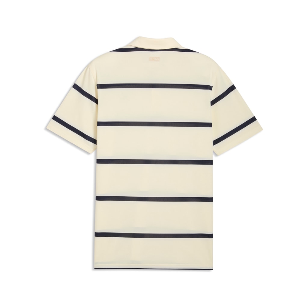 Puma x Arnold Palmer Pique Stripe Golf Polo Shirt - Lemon Butter & Deep Navy