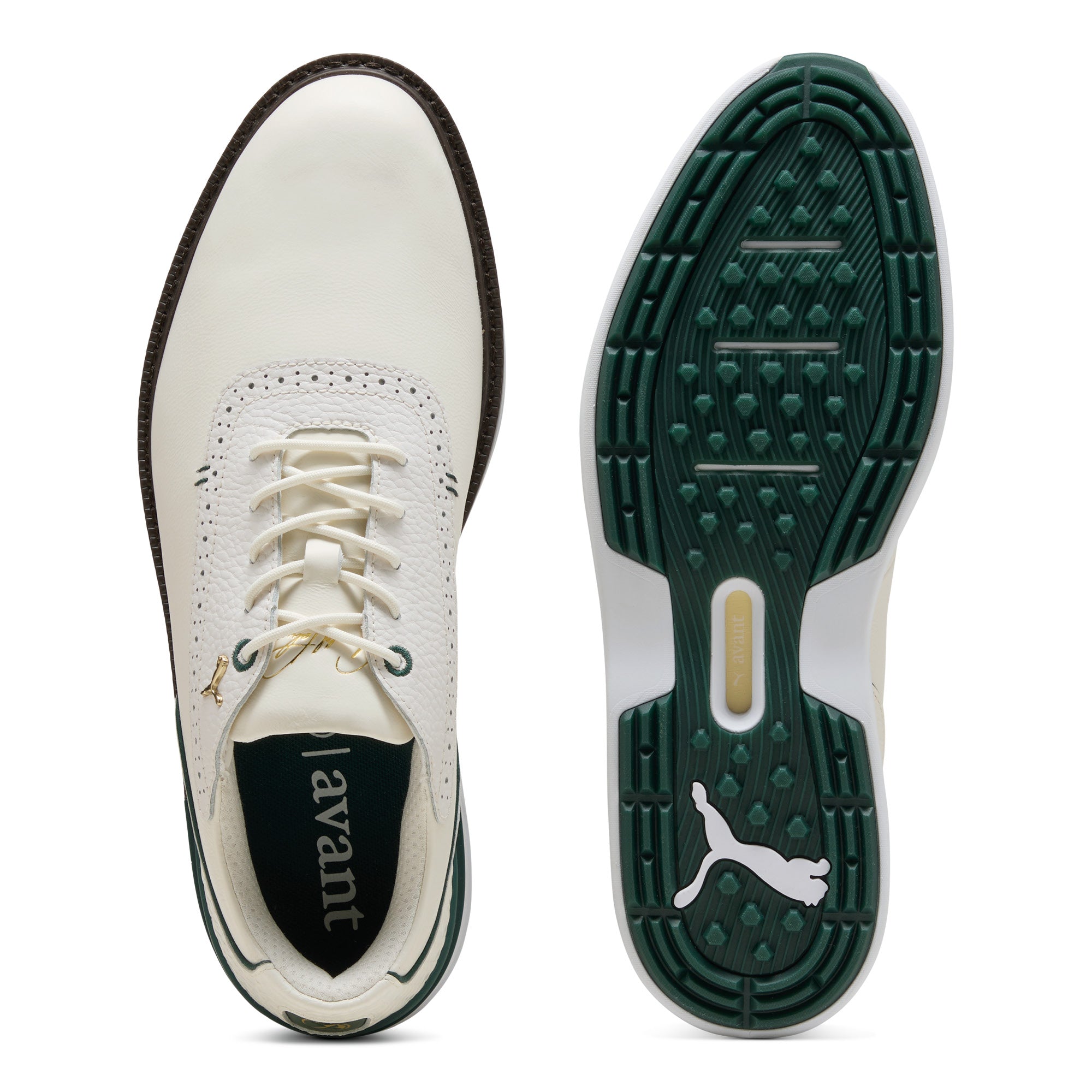 Puma X AP Avant Spikeless Golf Shoes - Puma White & Forest Green