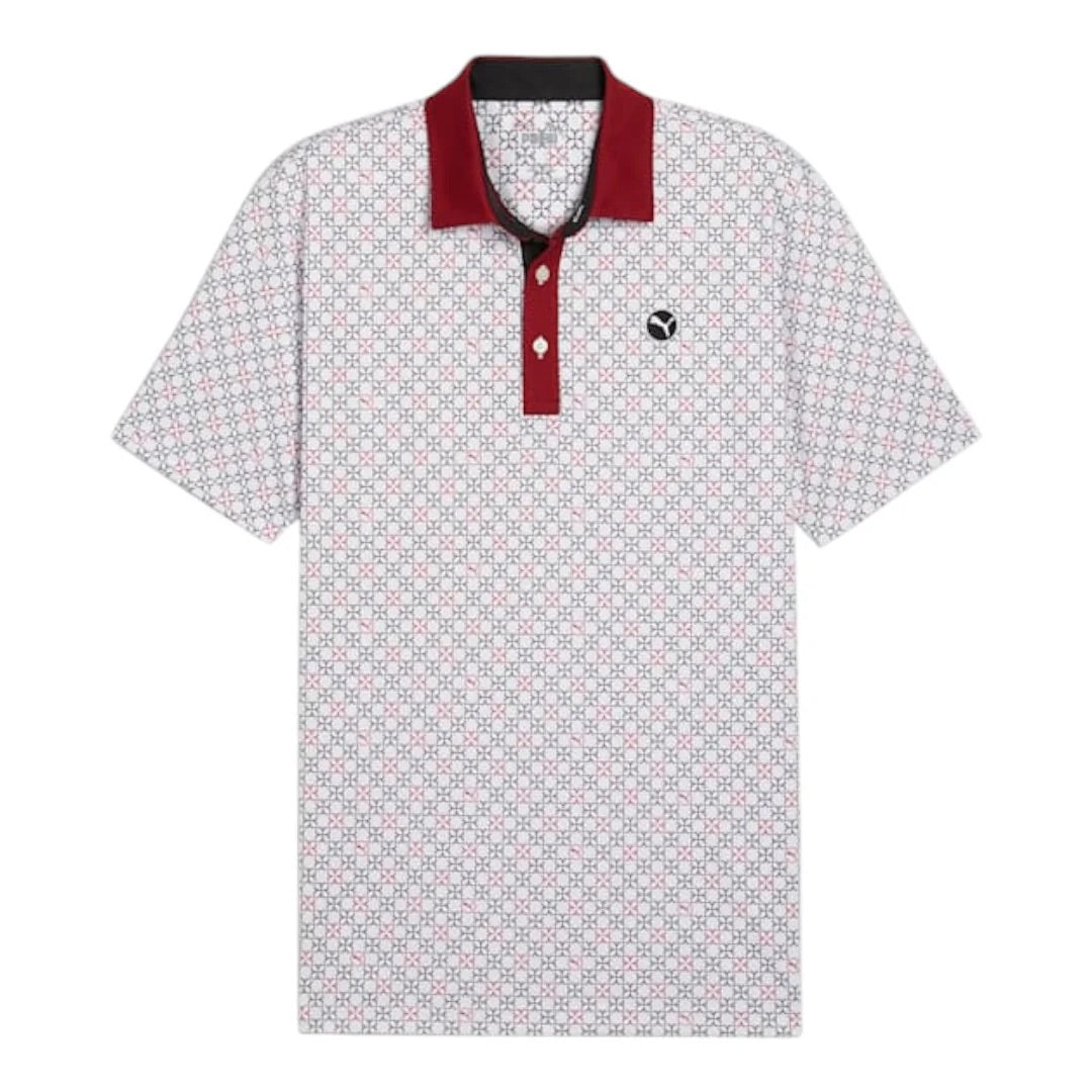 Puma Pure Monogram Polo Shirt (White Glow & Intense Red)