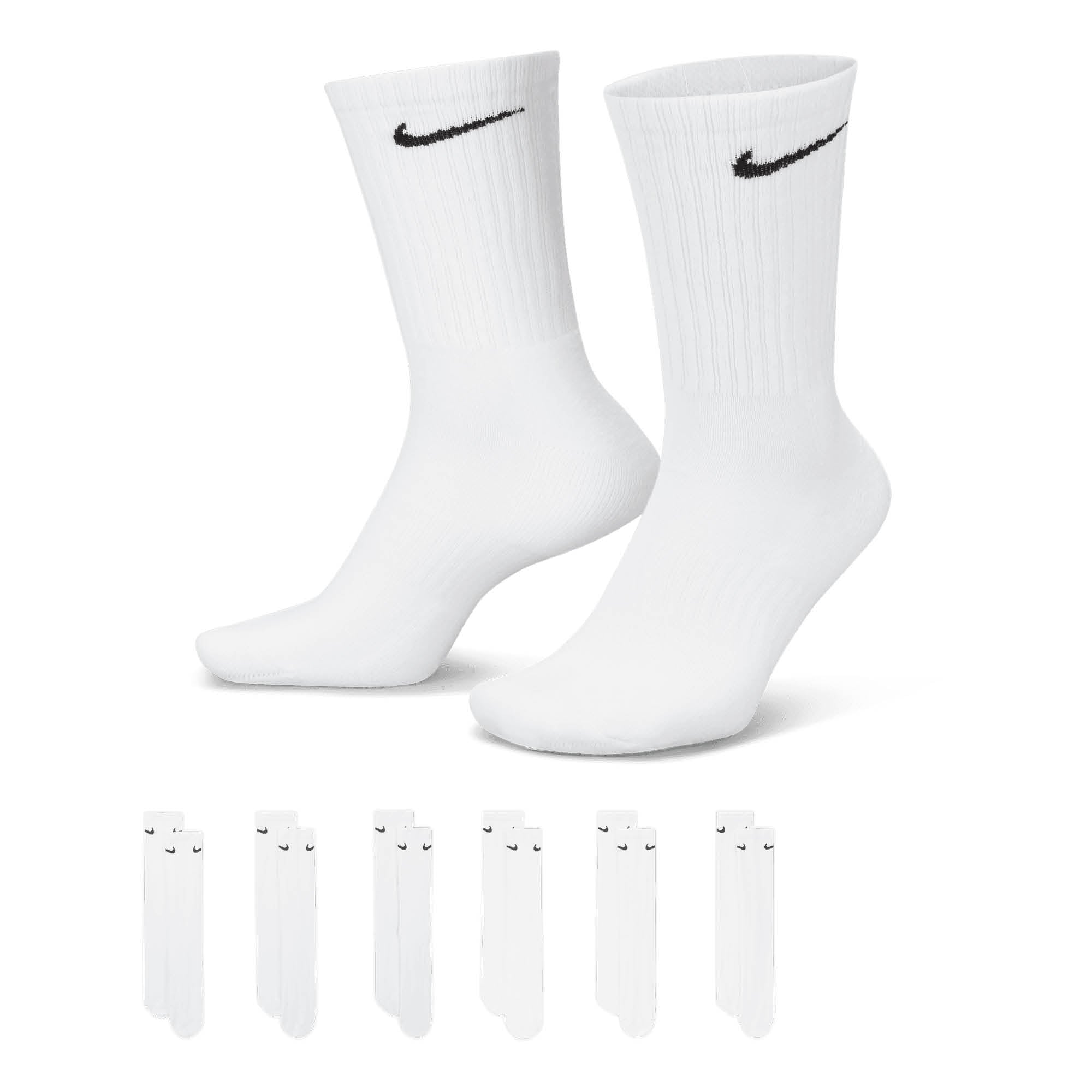 Nike Everyday Elevated Cushioned Crew Socks - 6 Pack - White