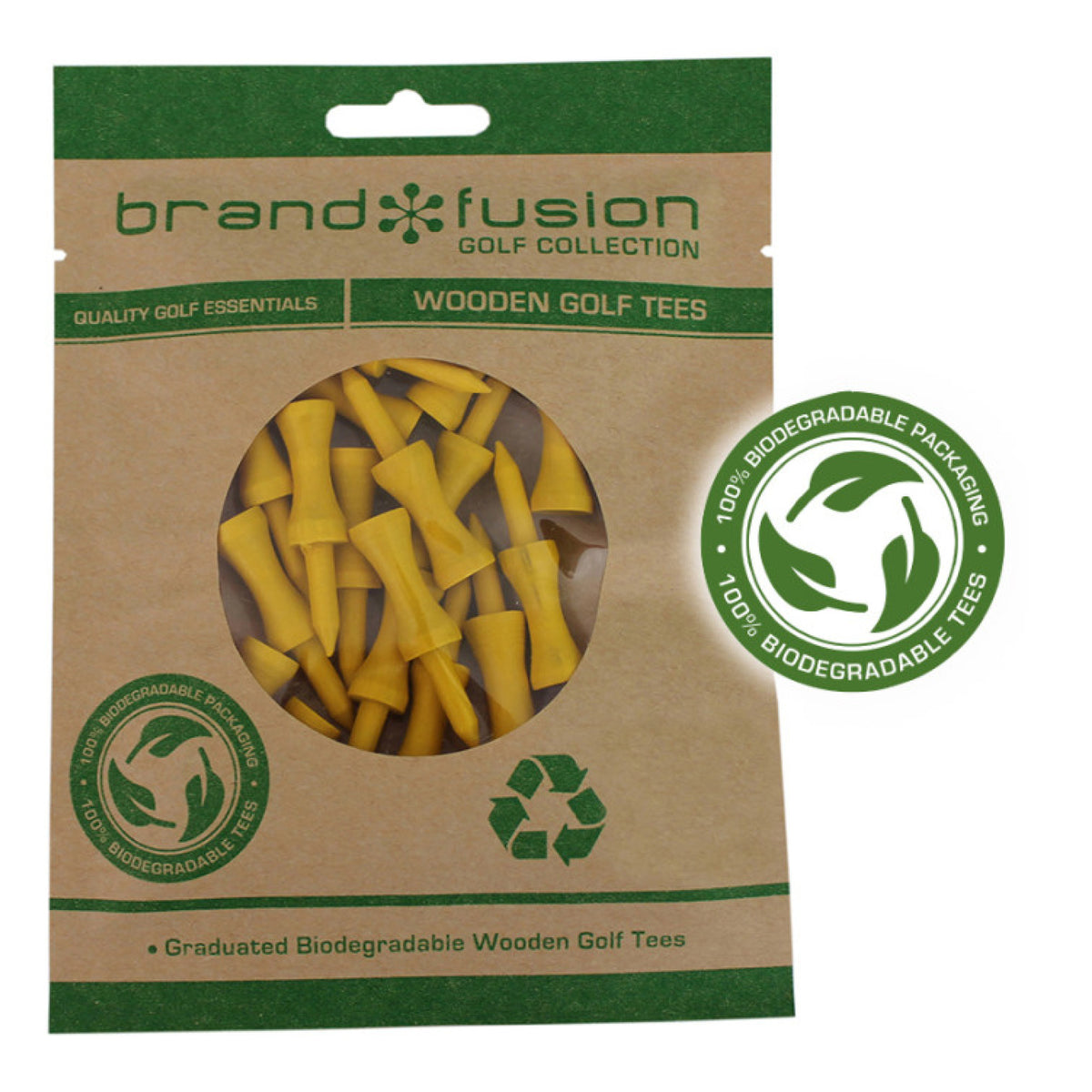 Brand Fusion Bamboo Castle Golf Tees - Yellow (43mm)