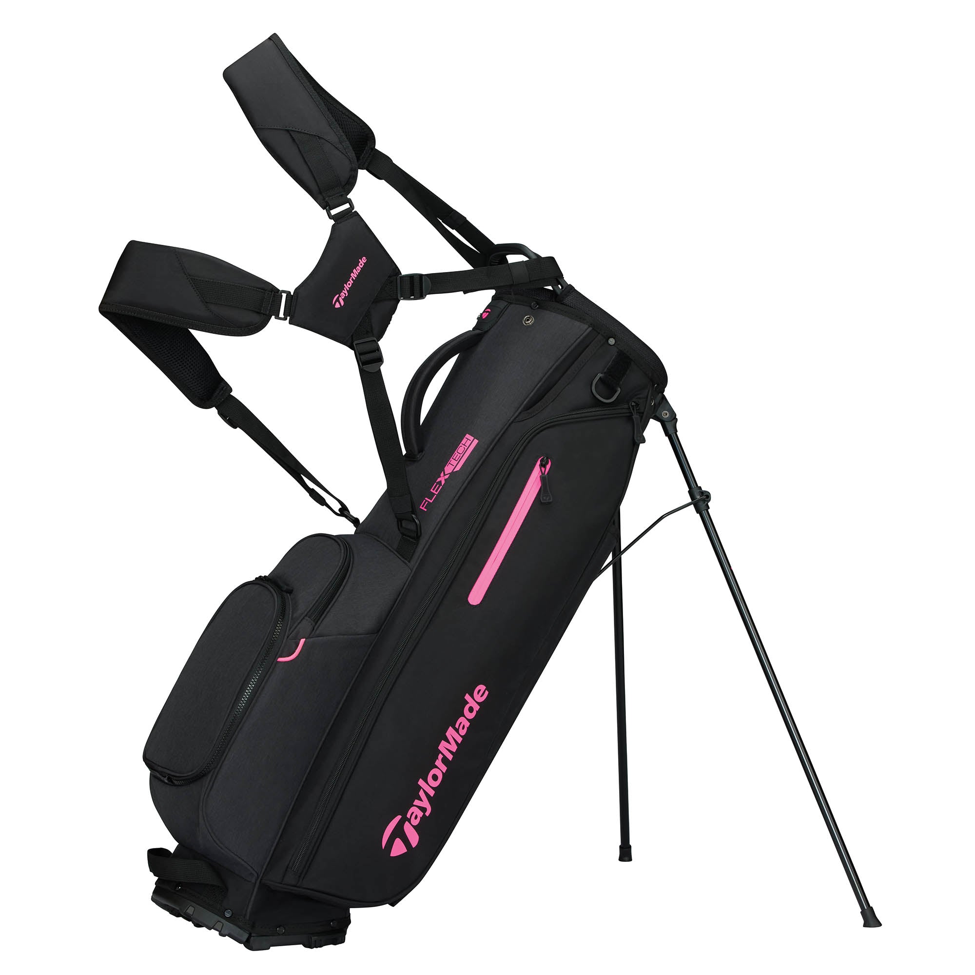 ［製造中止品］TaylorMade フレックススタック ネオ スタンドバッグ TaylorMade Flextech Golf Stand Bag - Black & Neon Pink