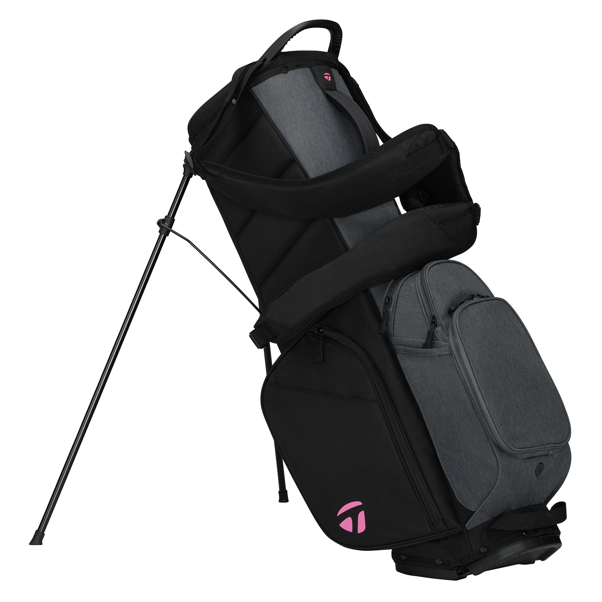 TaylorMade Flextech Crossover Golf Stand Bag - Grey, Black & Neon Pink